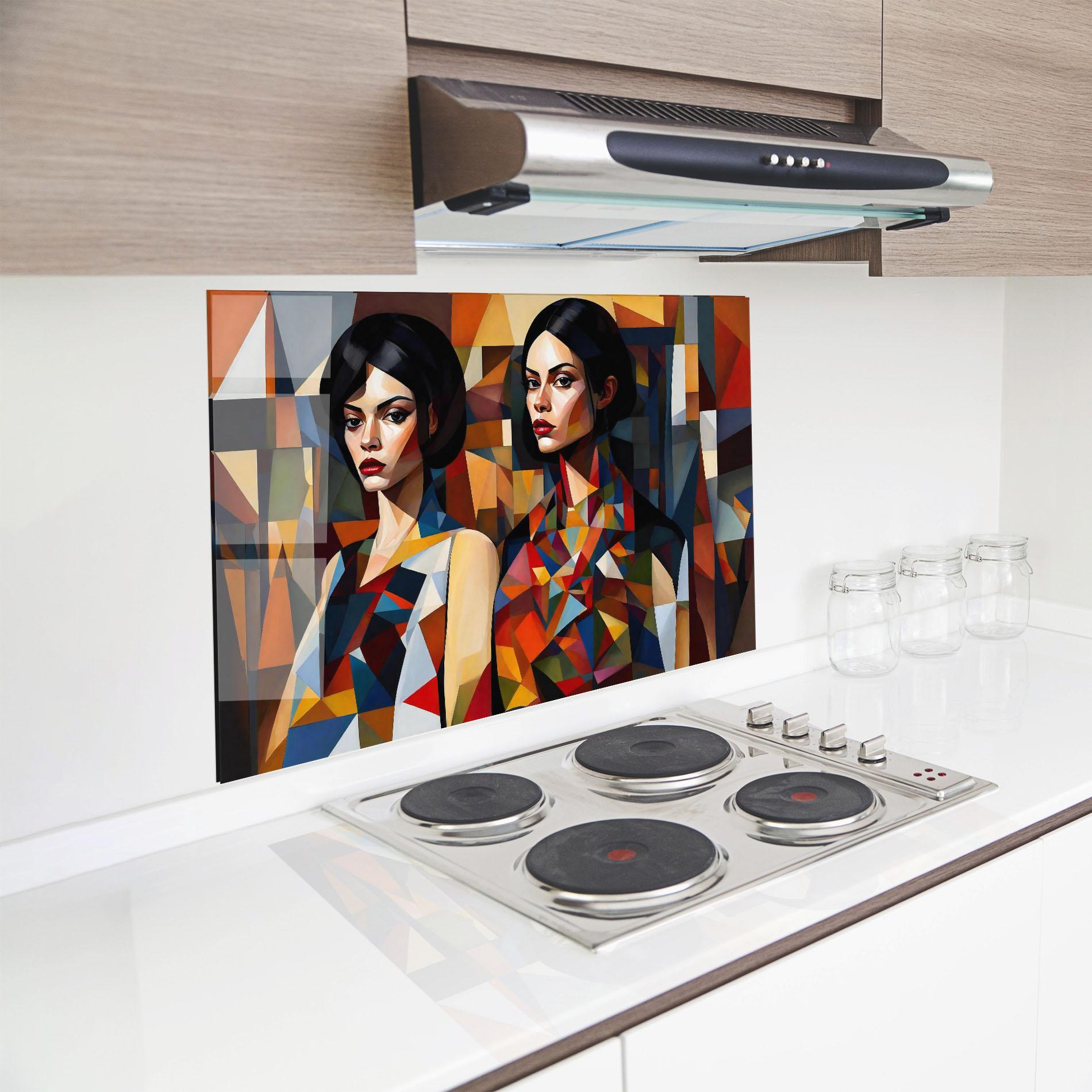 Panel Szklany do Kuchni Young Abstract Women mockup 8