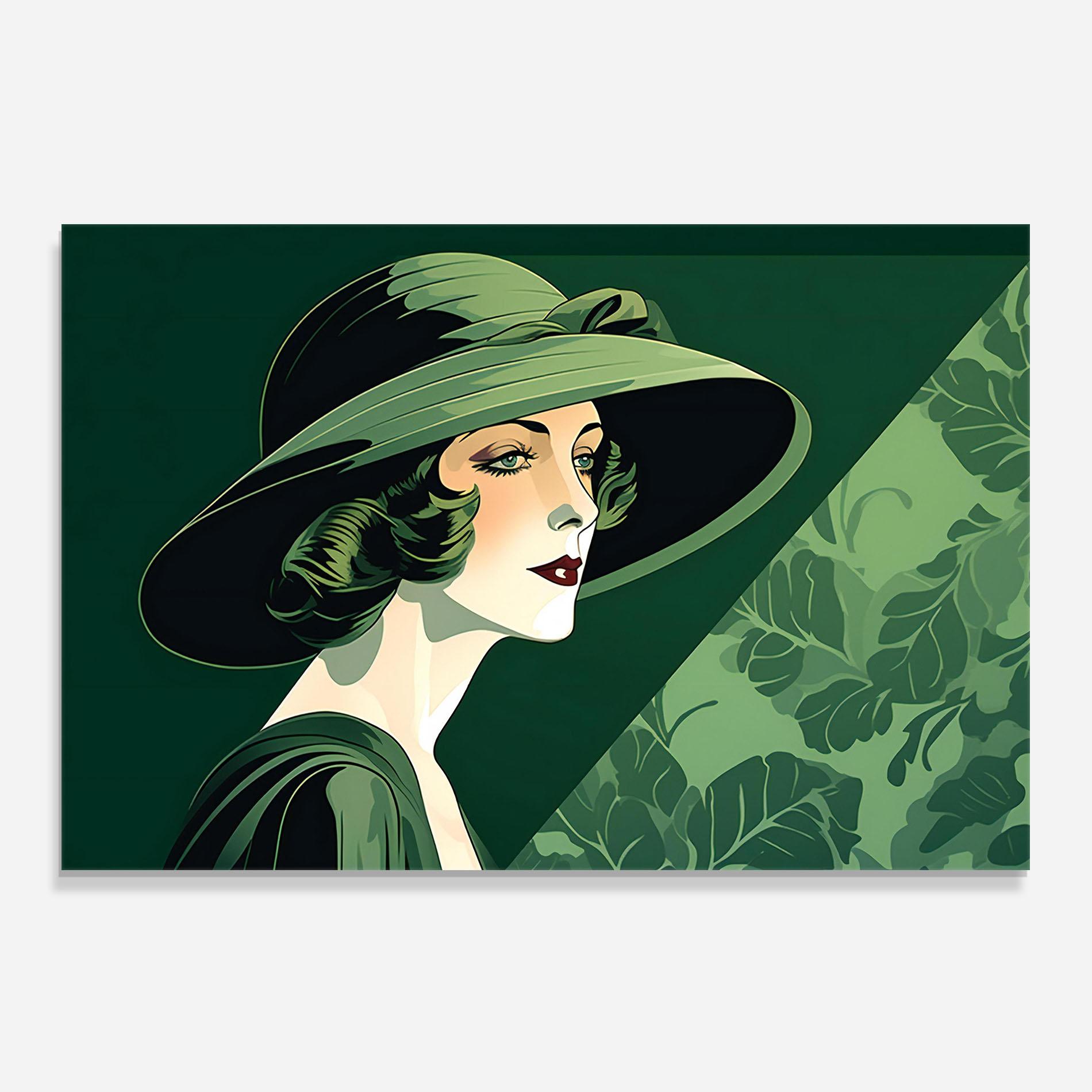 Panel Szklany do Kuchni Green Woman Painting mockup 0