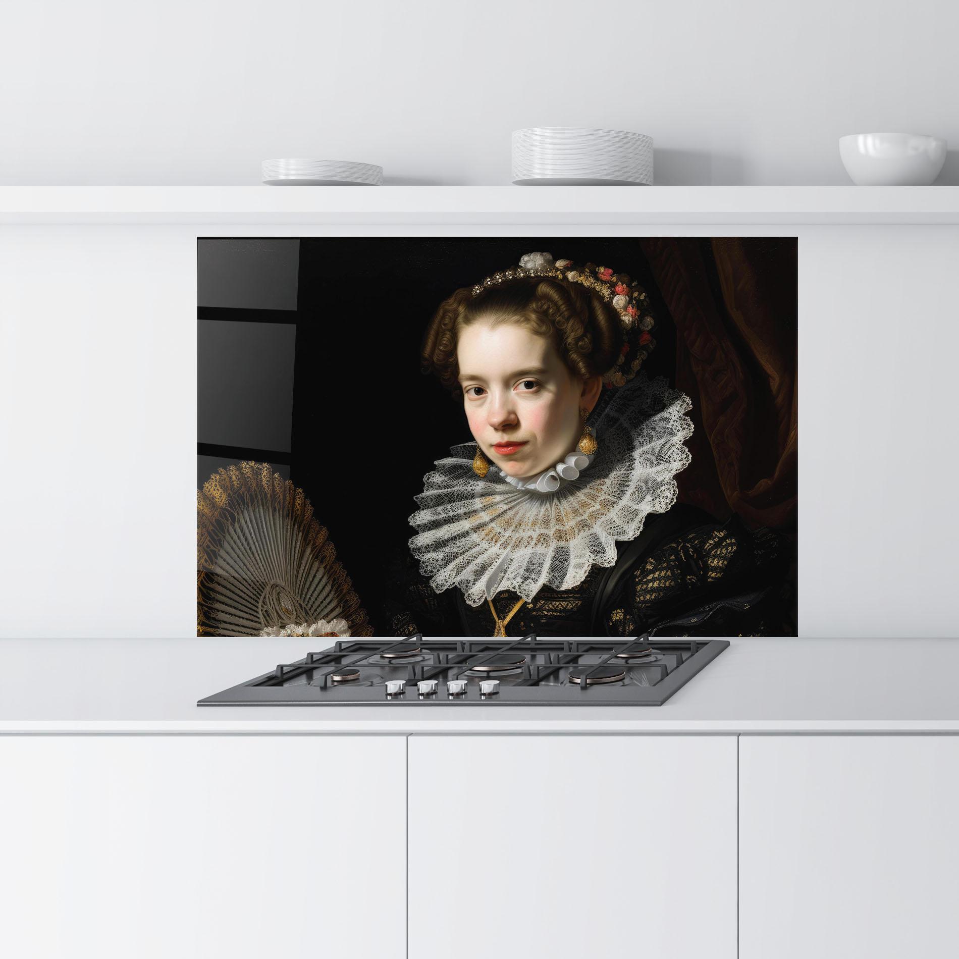 Panel Szklany do Kuchni Baroque Lady Portrait mockup 9
