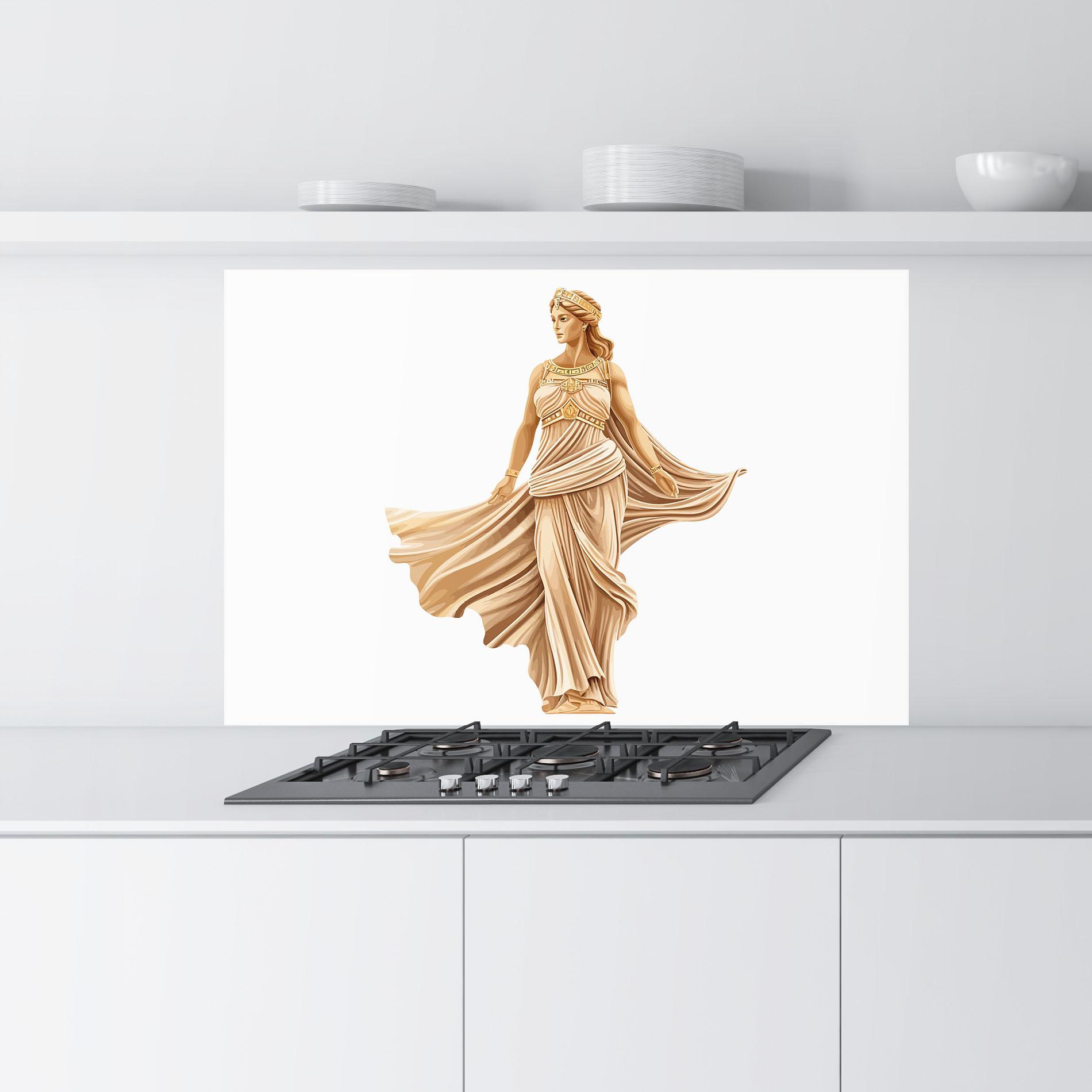Panel Szklany do Kuchni Gold Statue mockup 9