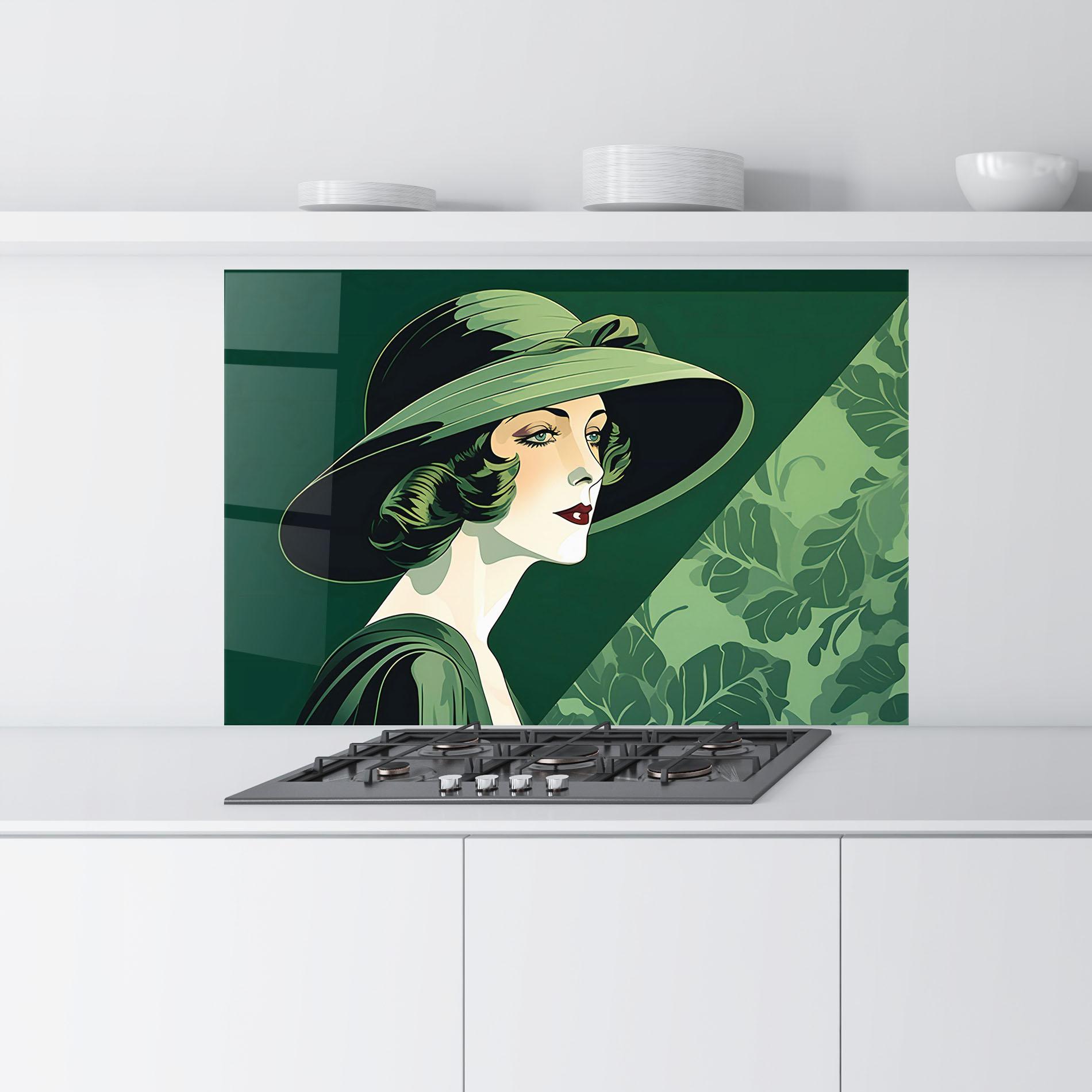 Panel Szklany do Kuchni Green Woman Painting mockup 9