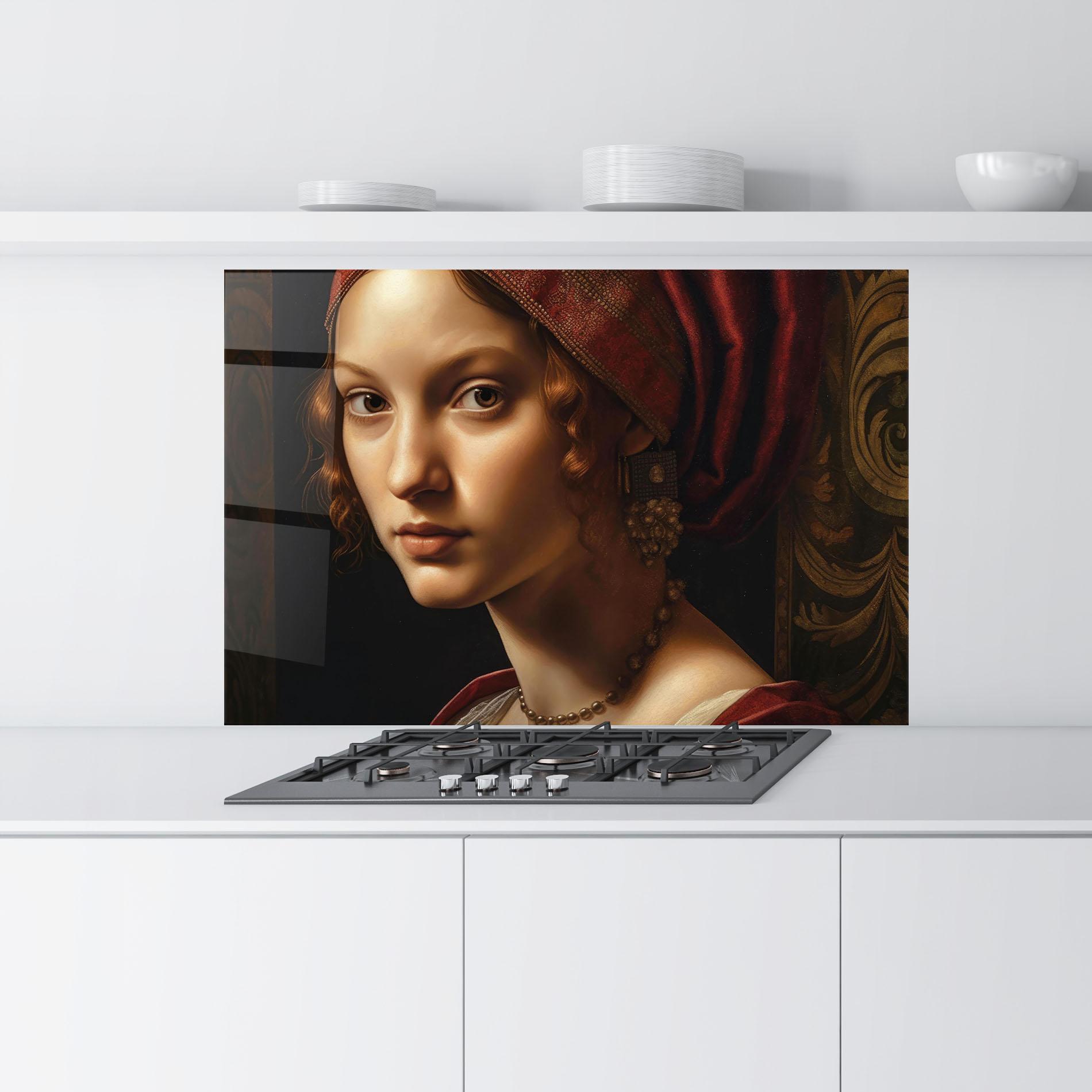 Panel Szklany do Kuchni Red Hair Woman Art mockup 9