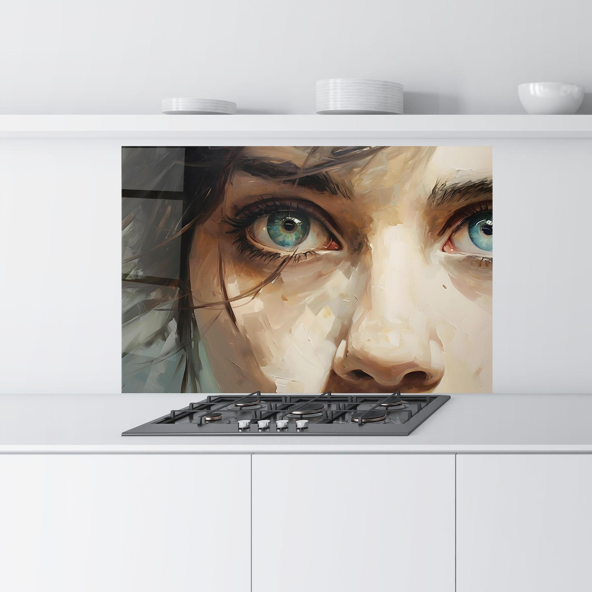 Panel Szklany do Kuchni Vintage Blue Eyes Art mockup 9