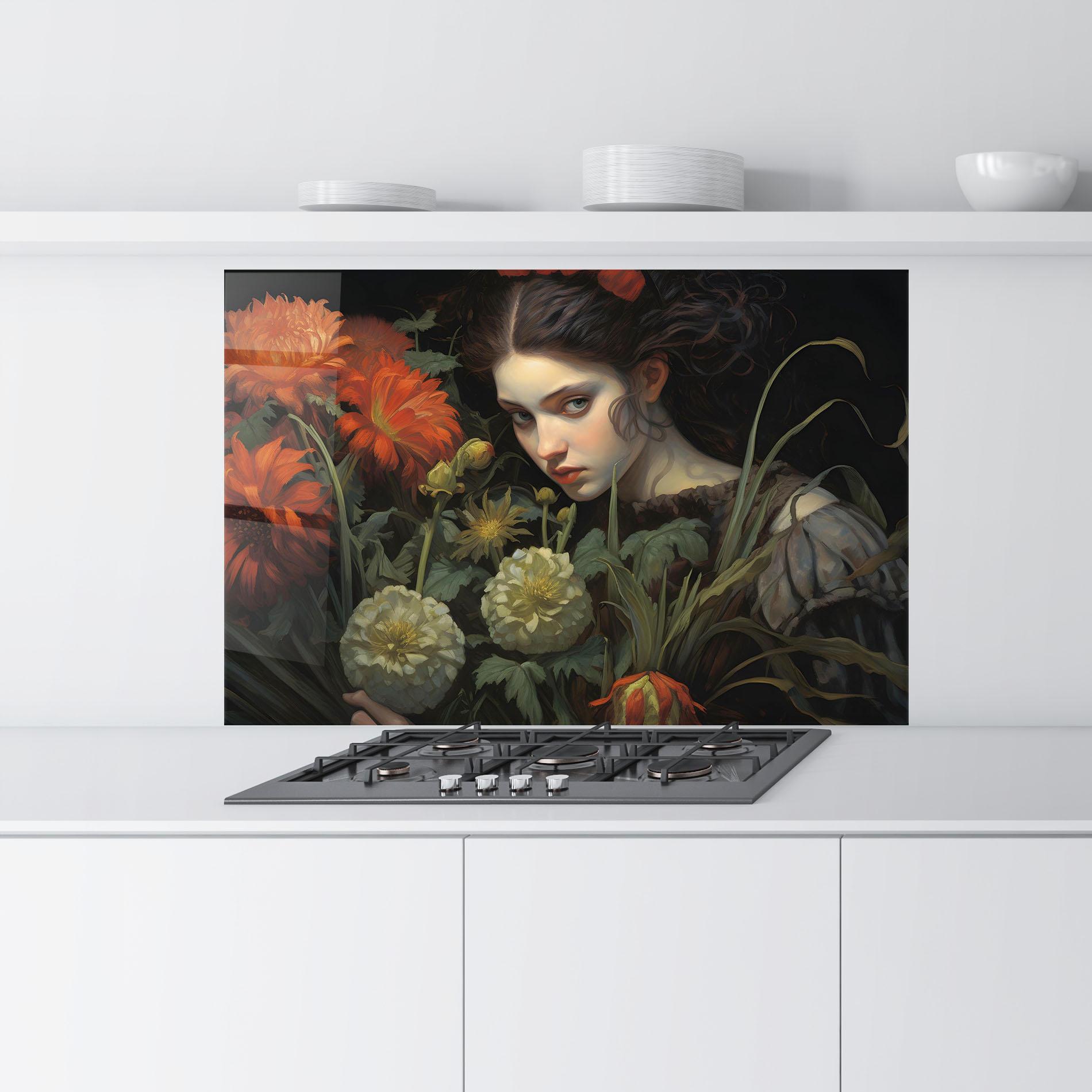 Panel Szklany do Kuchni Vintage Flowers mockup 9