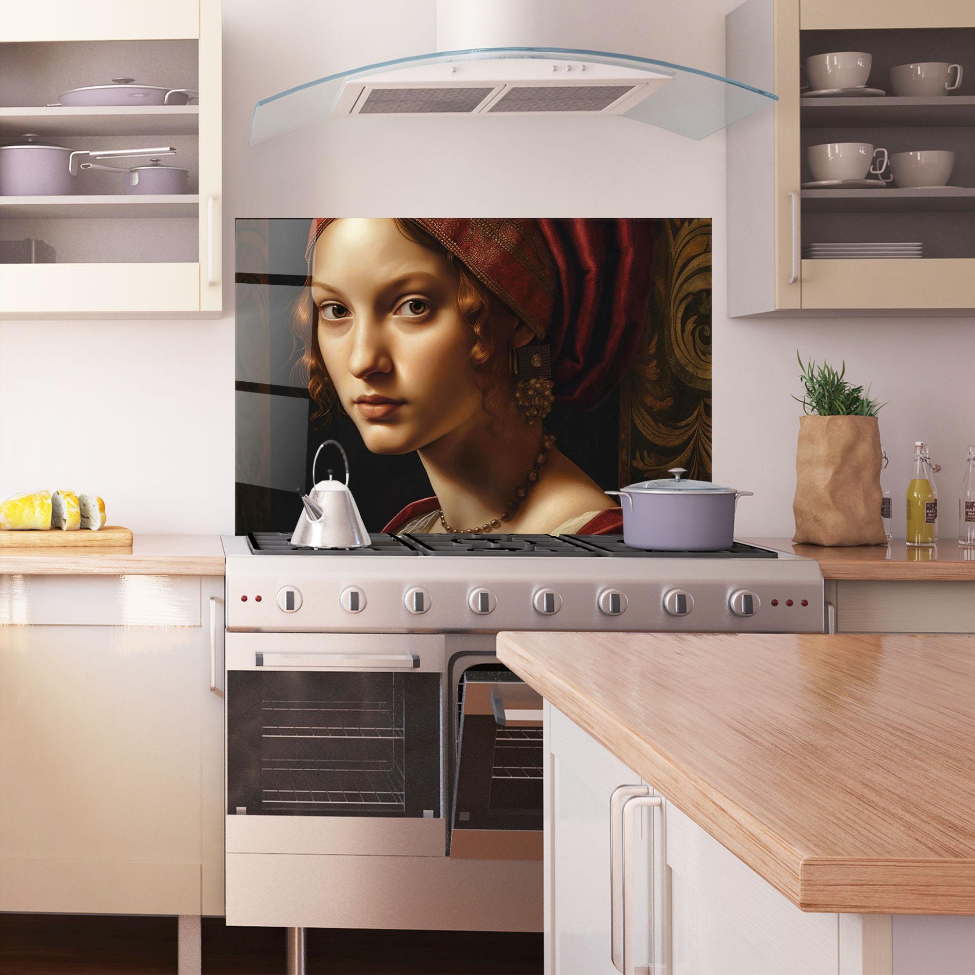 Panel Szklany do Kuchni Red Hair Woman Art mockup 1