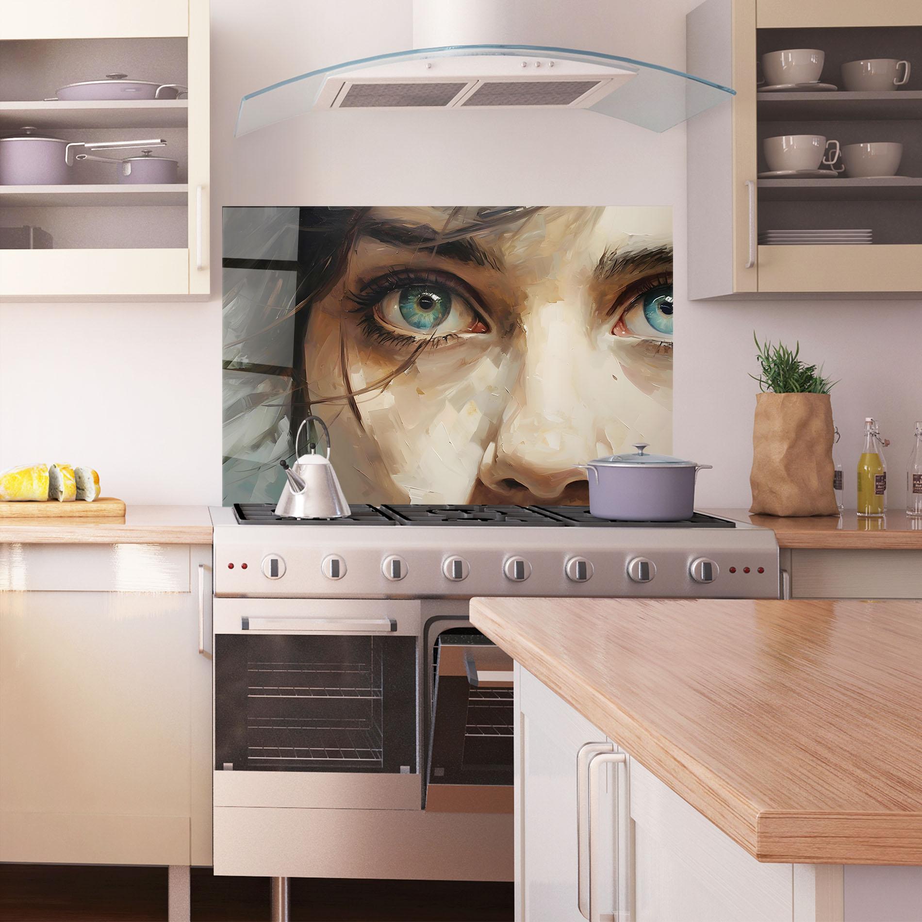 Panel Szklany do Kuchni Vintage Blue Eyes Art mockup 1