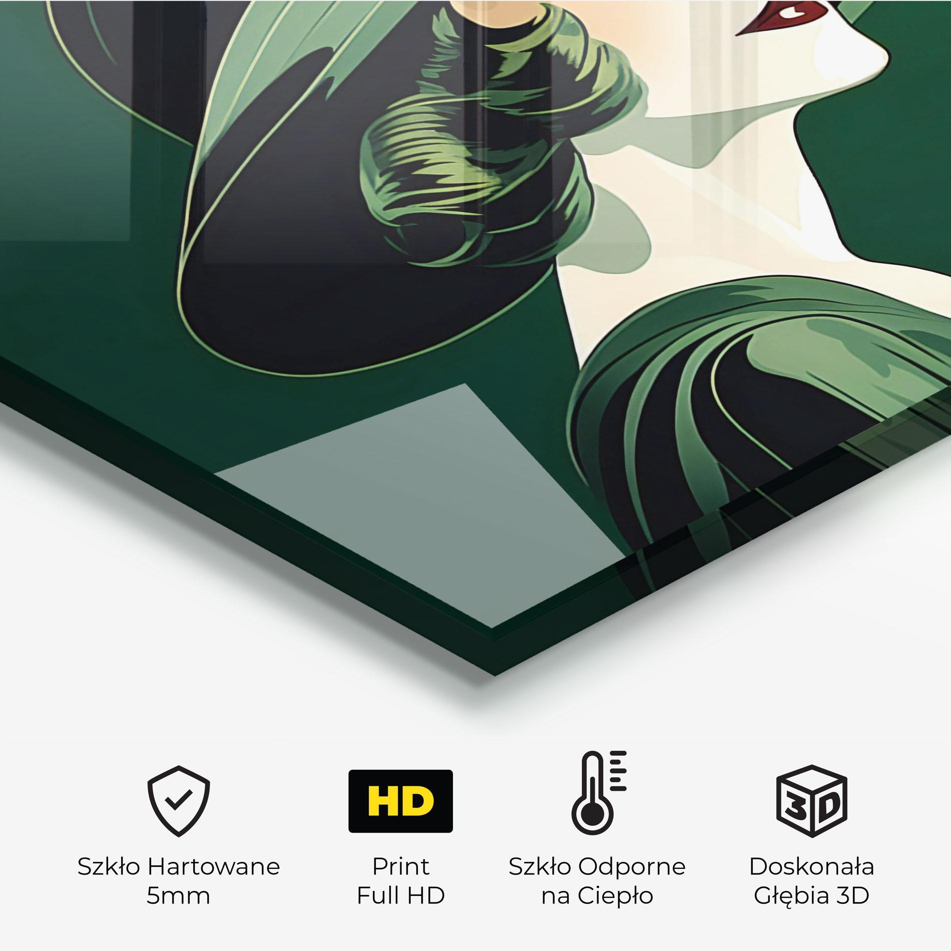 Panel Szklany do Kuchni Green Woman Painting mockup 2