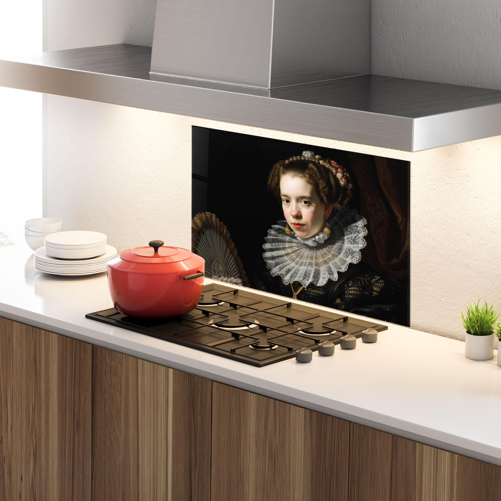 Panel Szklany do Kuchni Baroque Lady Portrait mockup 4
