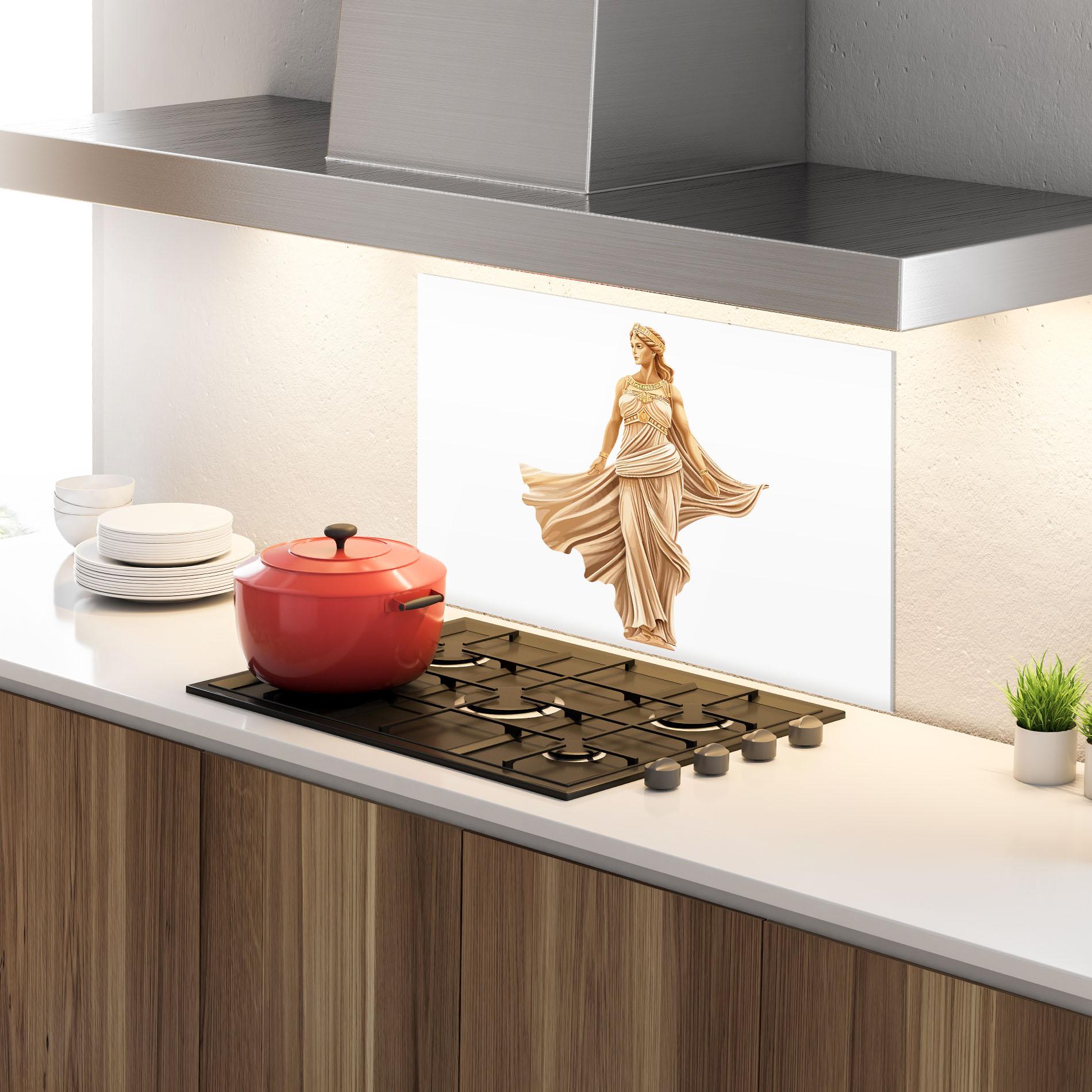 Panel Szklany do Kuchni Gold Statue mockup 4