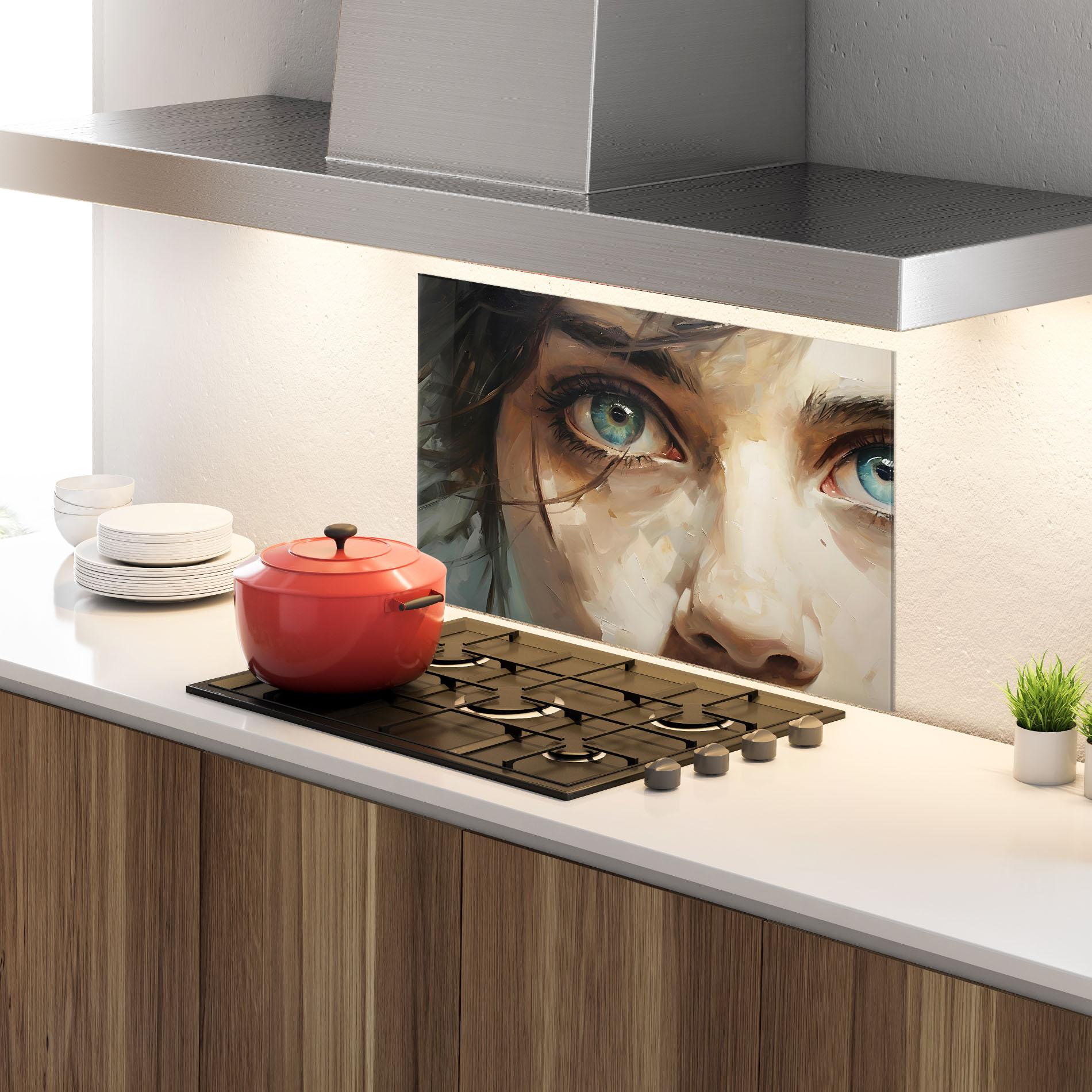 Panel Szklany do Kuchni Vintage Blue Eyes Art mockup 4