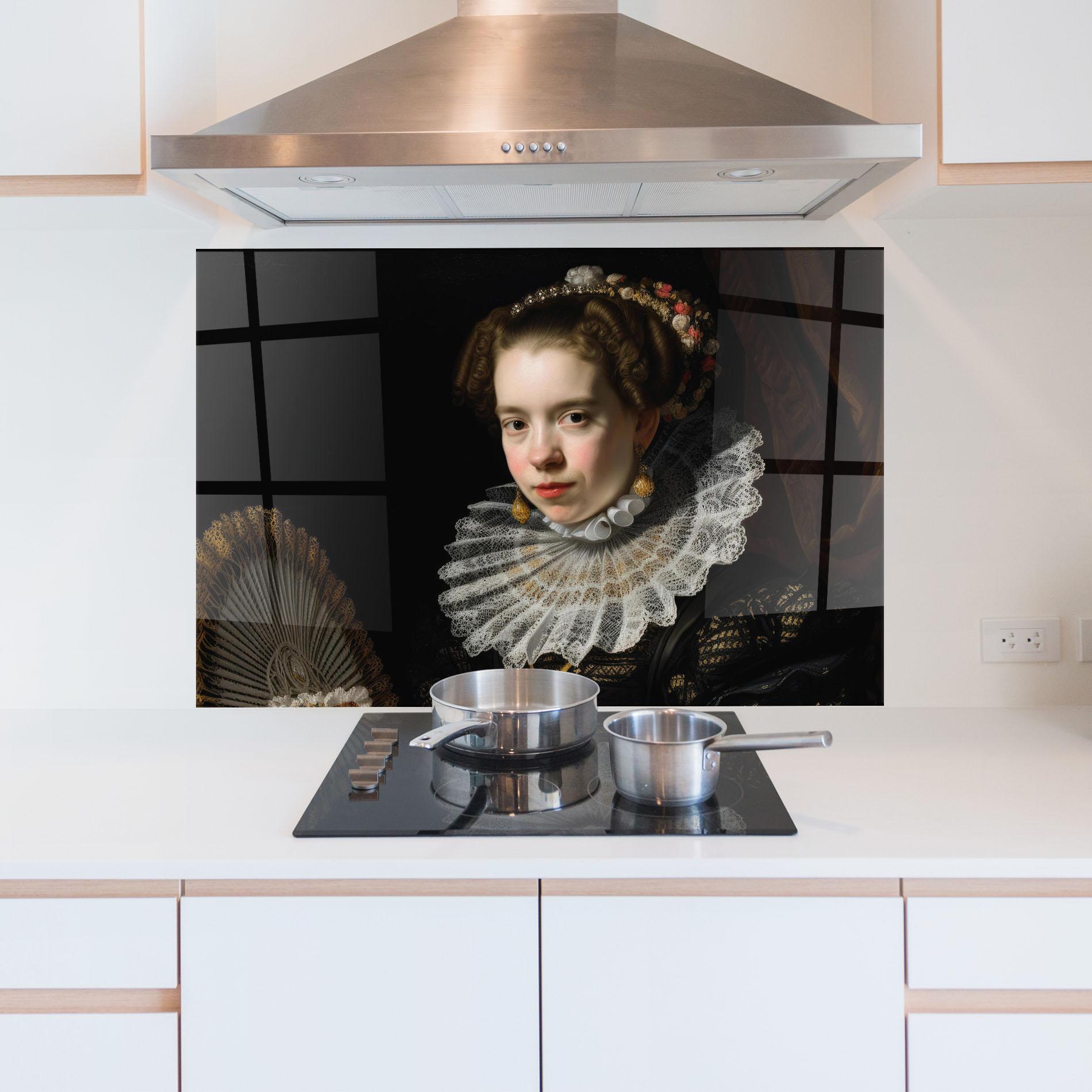 Panel Szklany do Kuchni Baroque Lady Portrait mockup 5