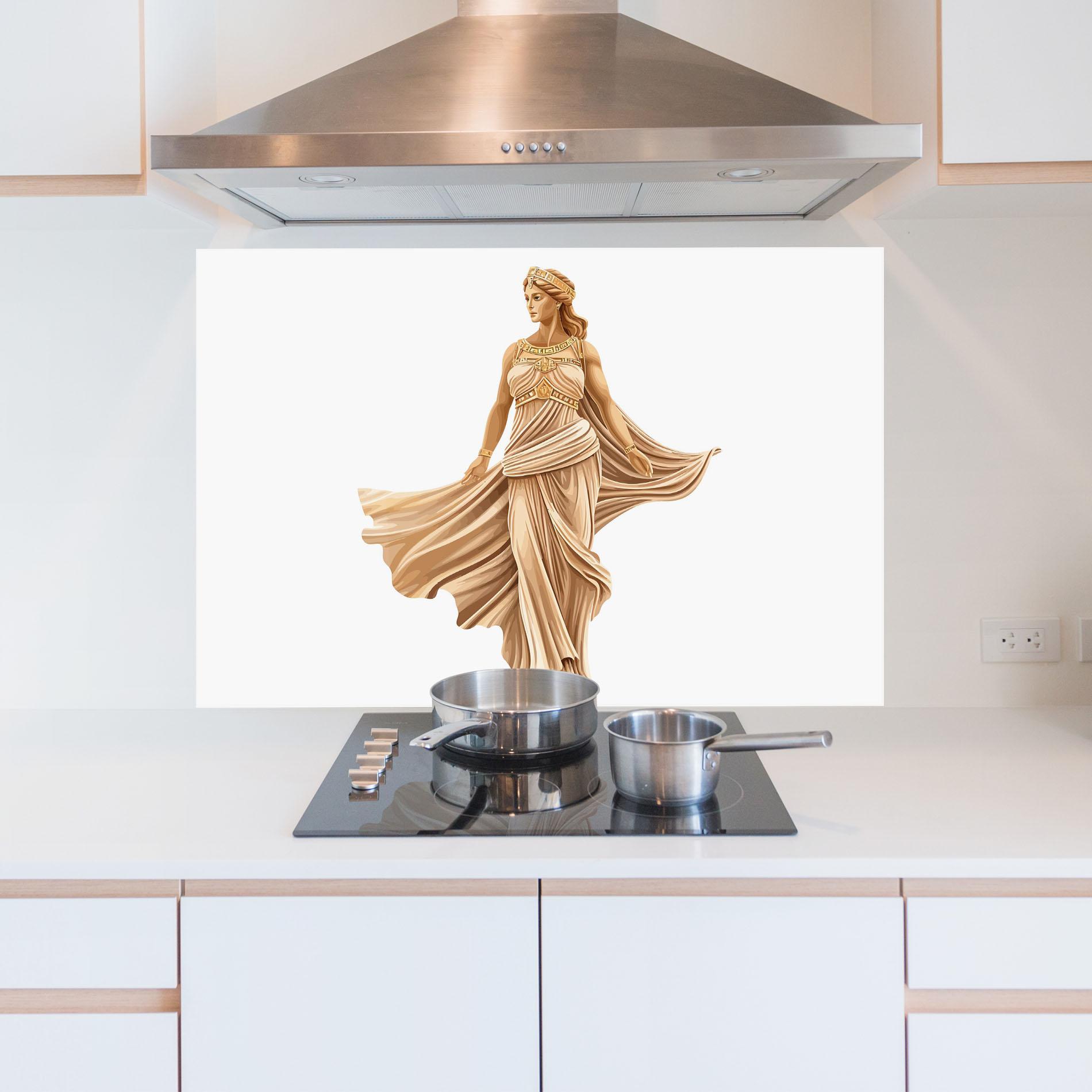 Panel Szklany do Kuchni Gold Statue mockup 5