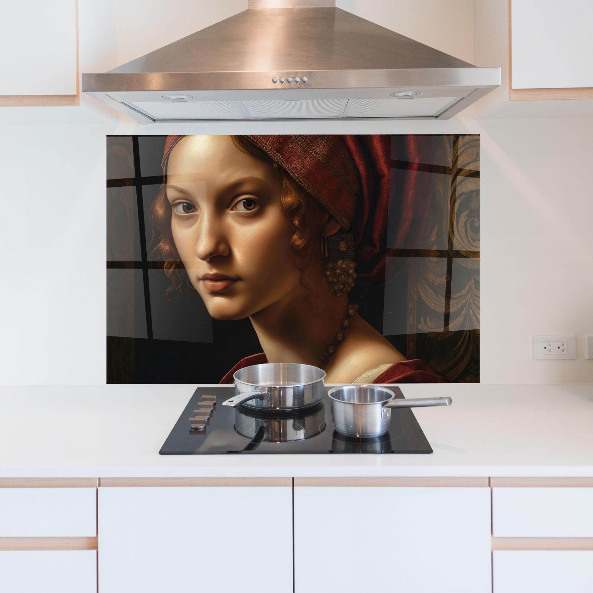Panel Szklany do Kuchni Red Hair Woman Art mockup 5
