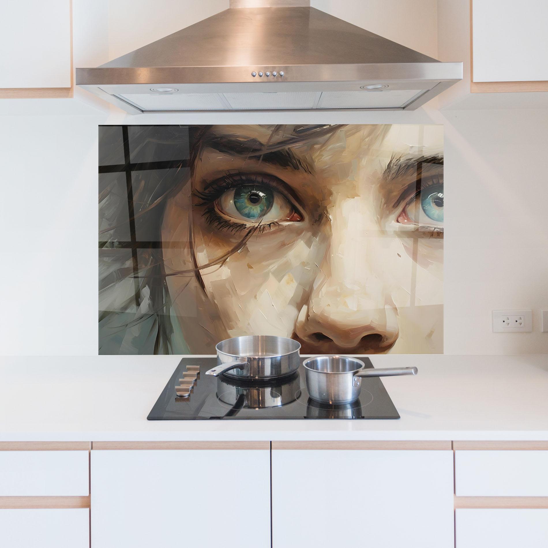 Panel Szklany do Kuchni Vintage Blue Eyes Art mockup 5