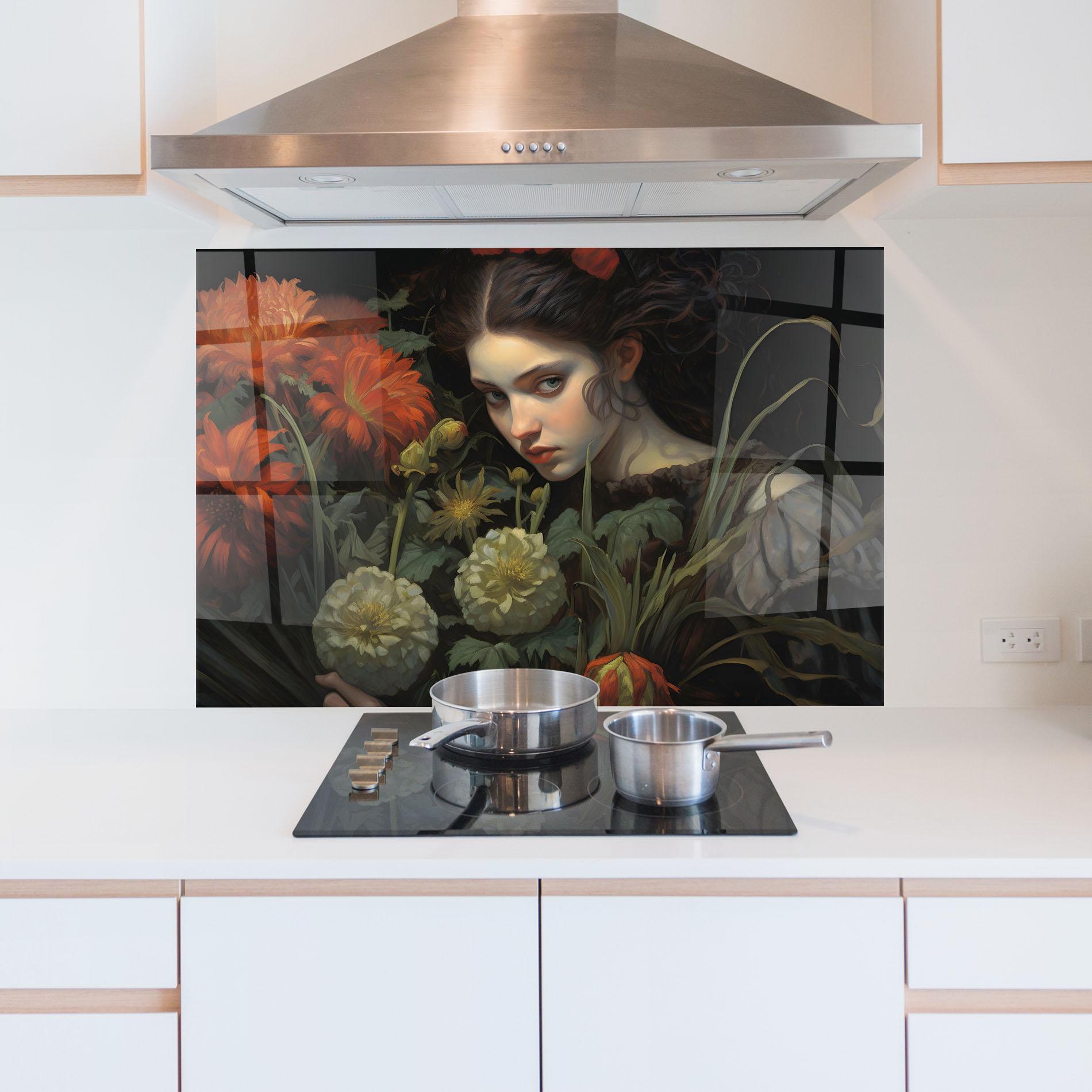 Panel Szklany do Kuchni Vintage Flowers mockup 5