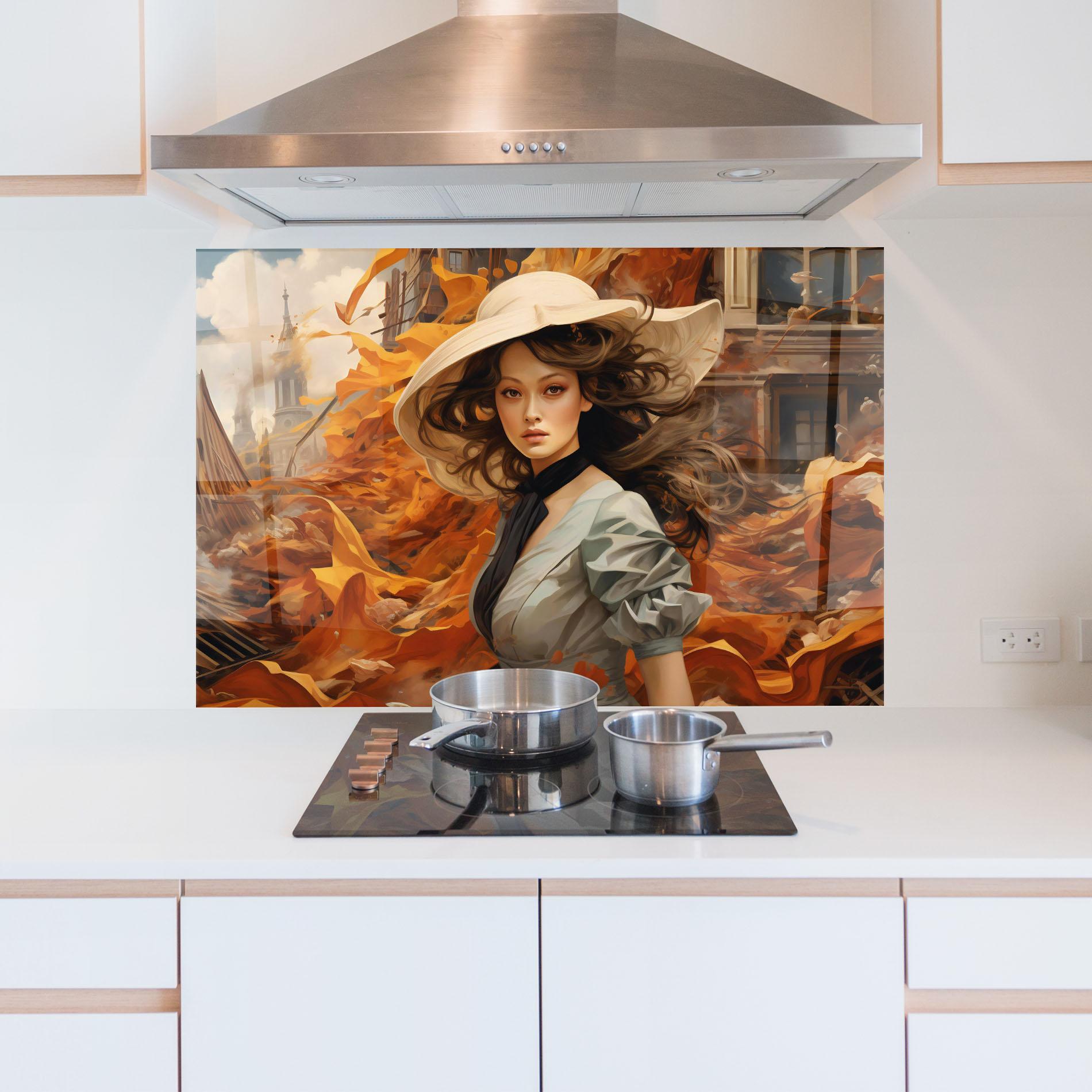 Panel Szklany do Kuchni Vintage Outfit On Orange mockup 5