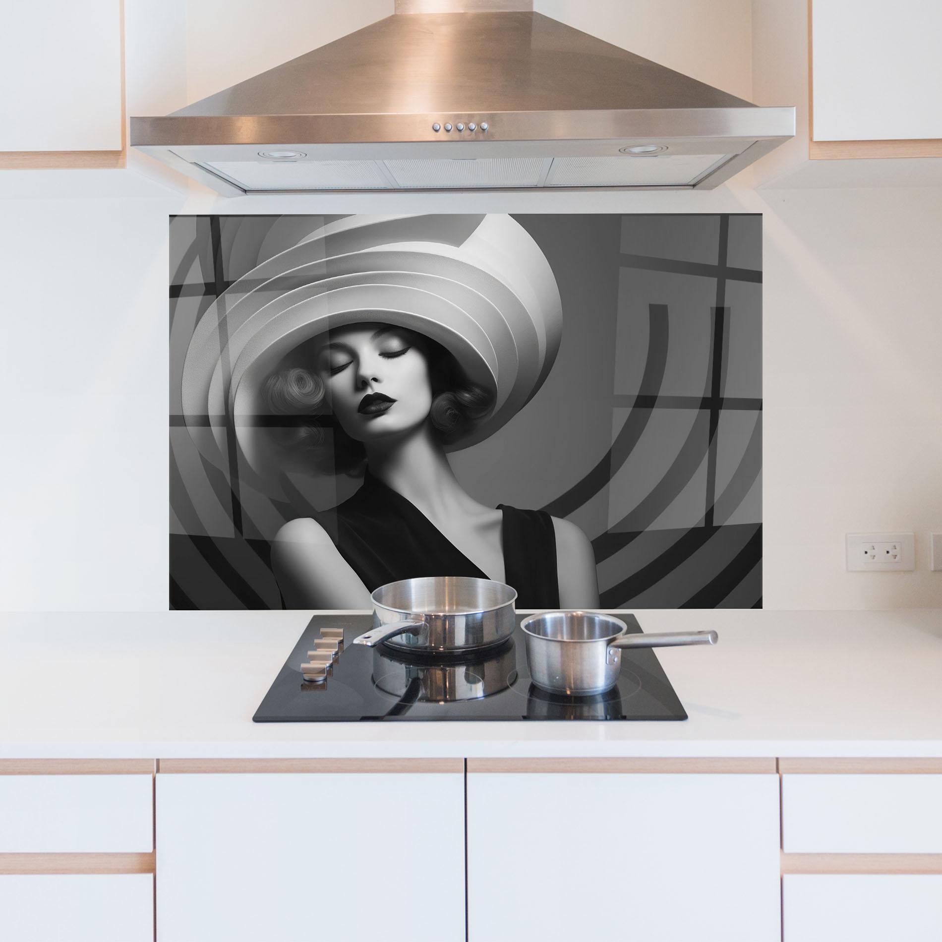 Panel Szklany do Kuchni Vintage Pretty Lady mockup 5