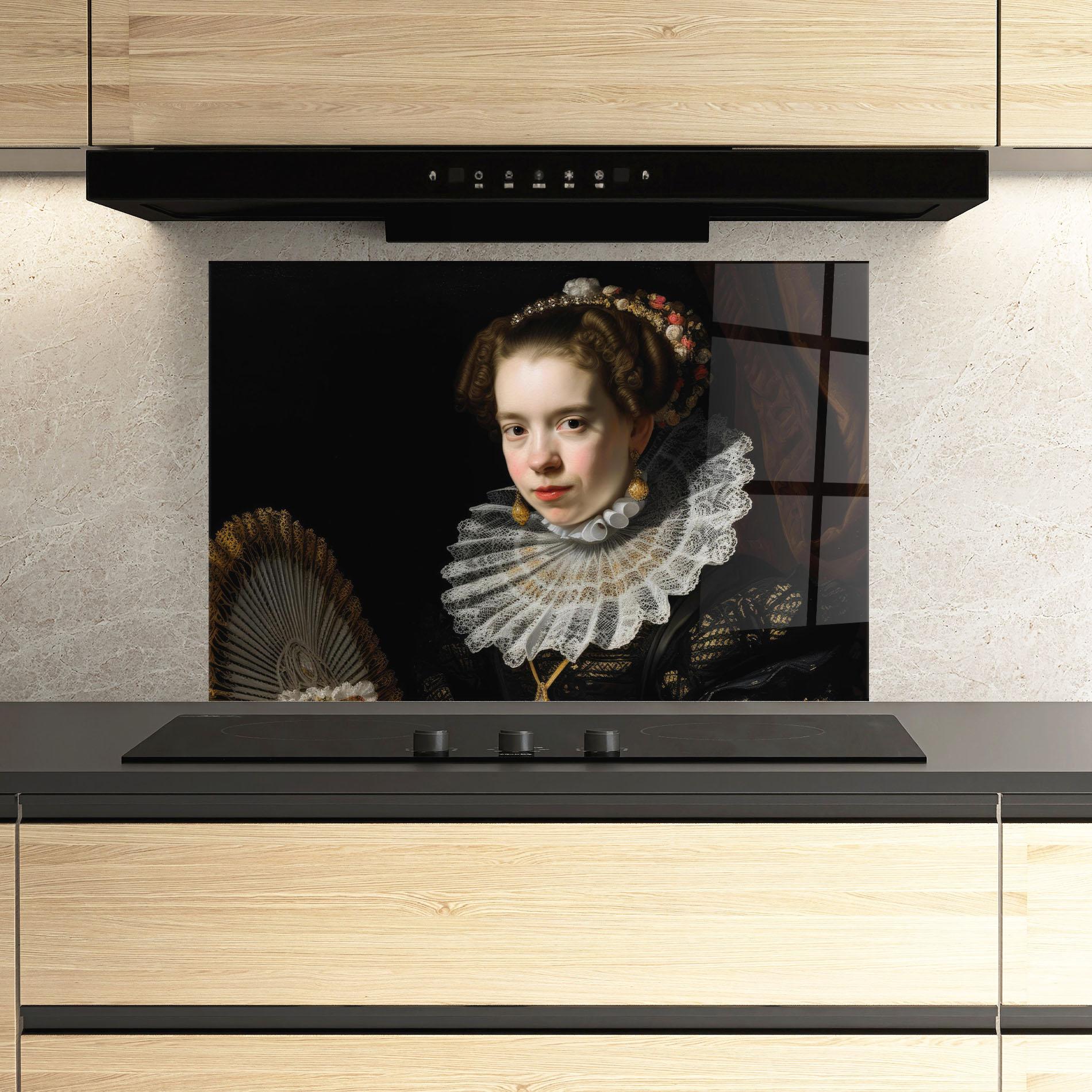 Panel Szklany do Kuchni Baroque Lady Portrait mockup 3
