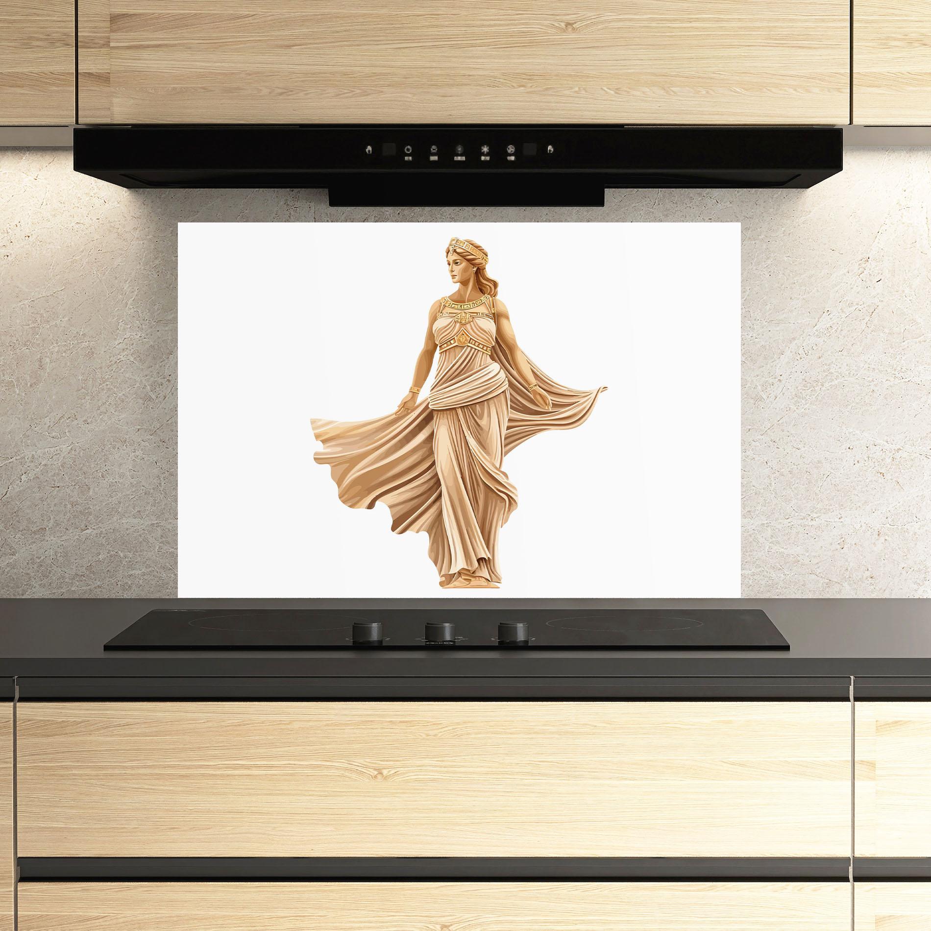 Panel Szklany do Kuchni Gold Statue mockup 3