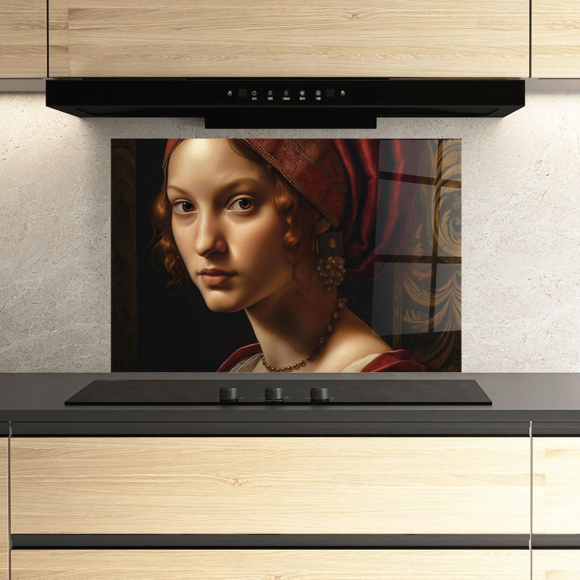 Panel Szklany do Kuchni Red Hair Woman Art mockup 3