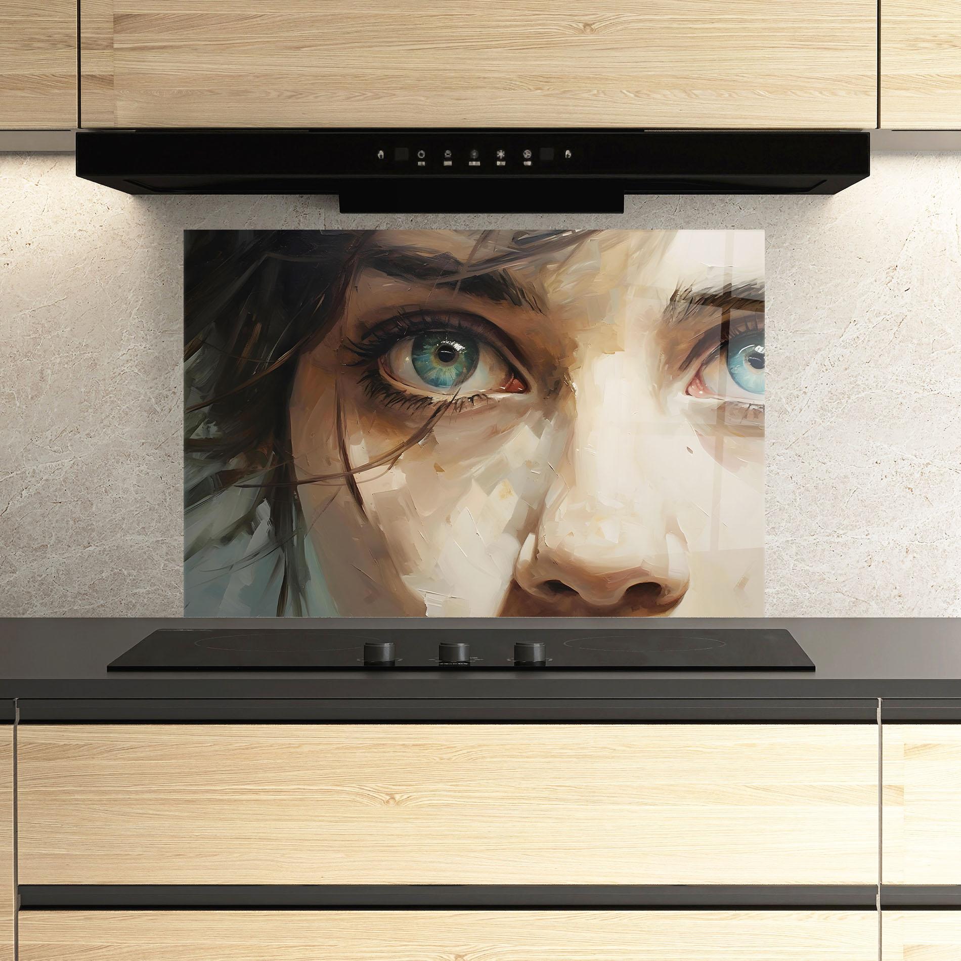 Panel Szklany do Kuchni Vintage Blue Eyes Art mockup 3