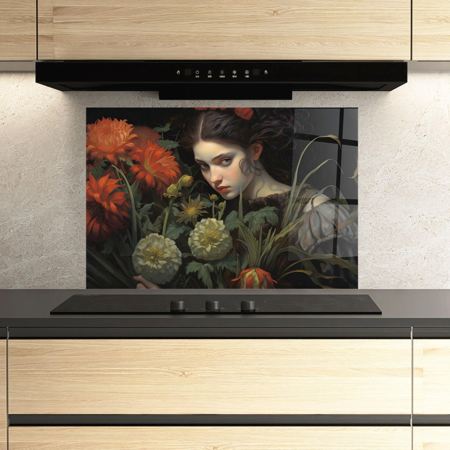 Panel Szklany do Kuchni Vintage Flowers mockup 3