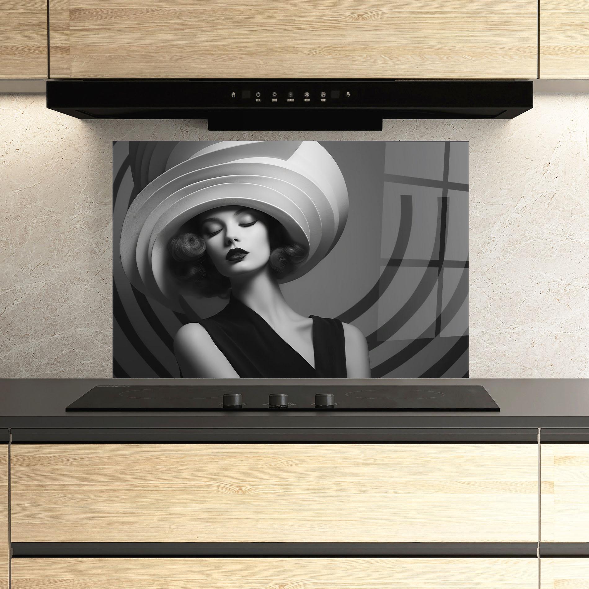 Panel Szklany do Kuchni Vintage Pretty Lady mockup 3