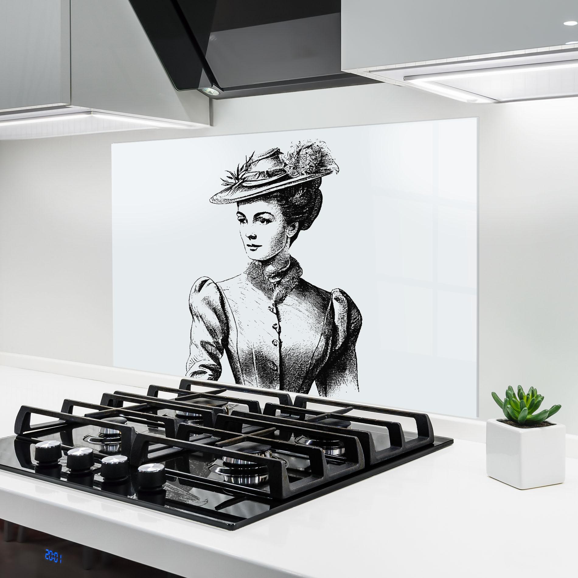 Panel Szklany do Kuchni Noble Lady Hat mockup 6