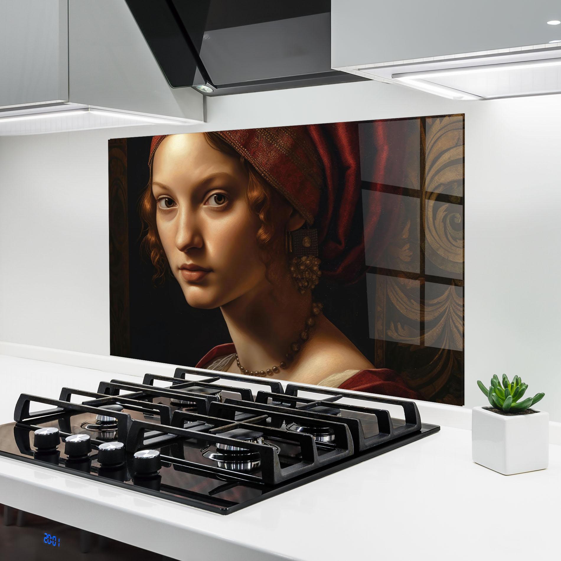 Panel Szklany do Kuchni Red Hair Woman Art mockup 6