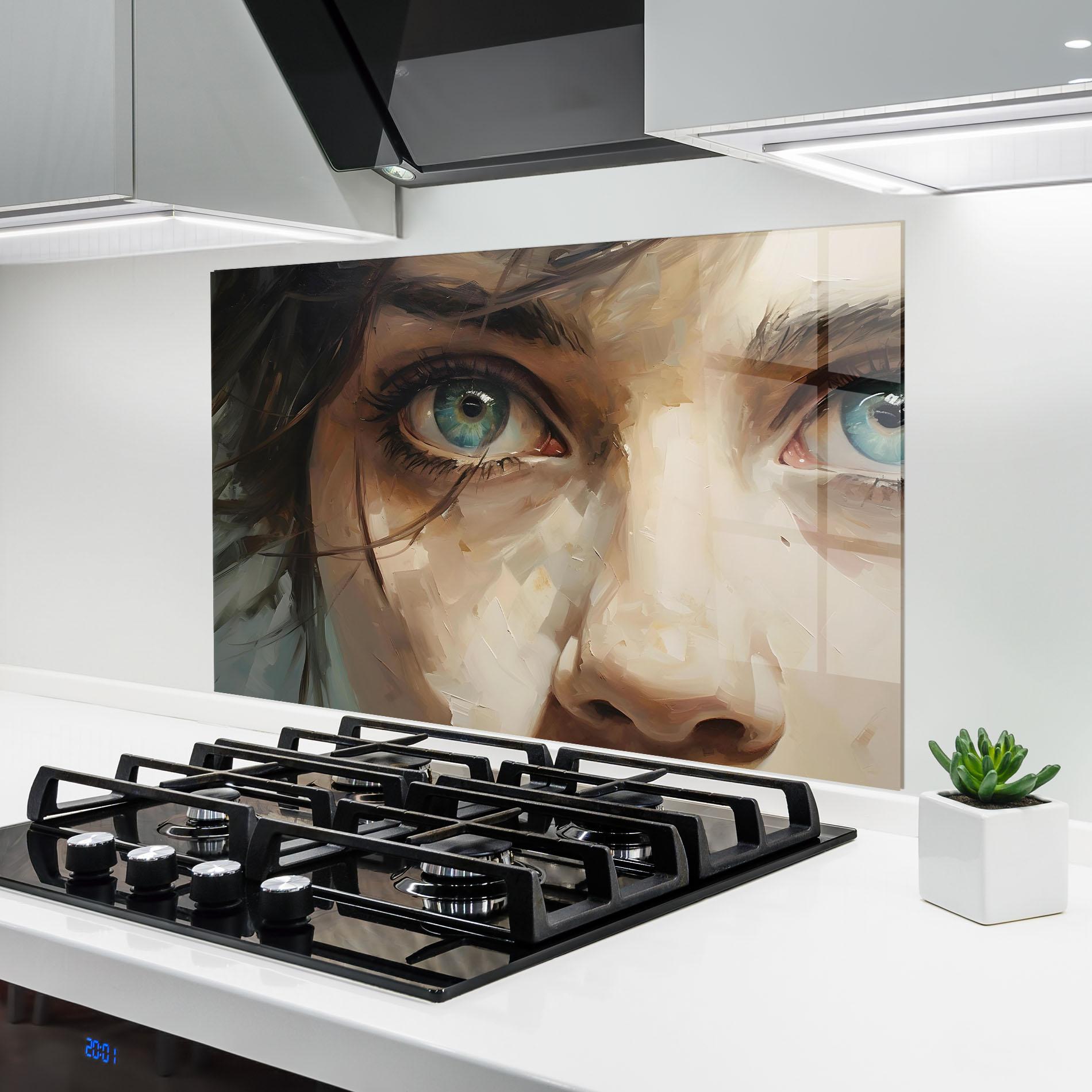 Panel Szklany do Kuchni Vintage Blue Eyes Art mockup 6