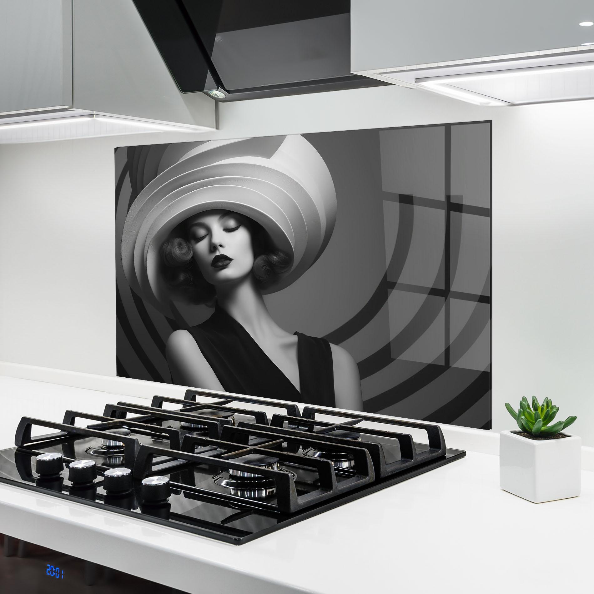 Panel Szklany do Kuchni Vintage Pretty Lady mockup 6