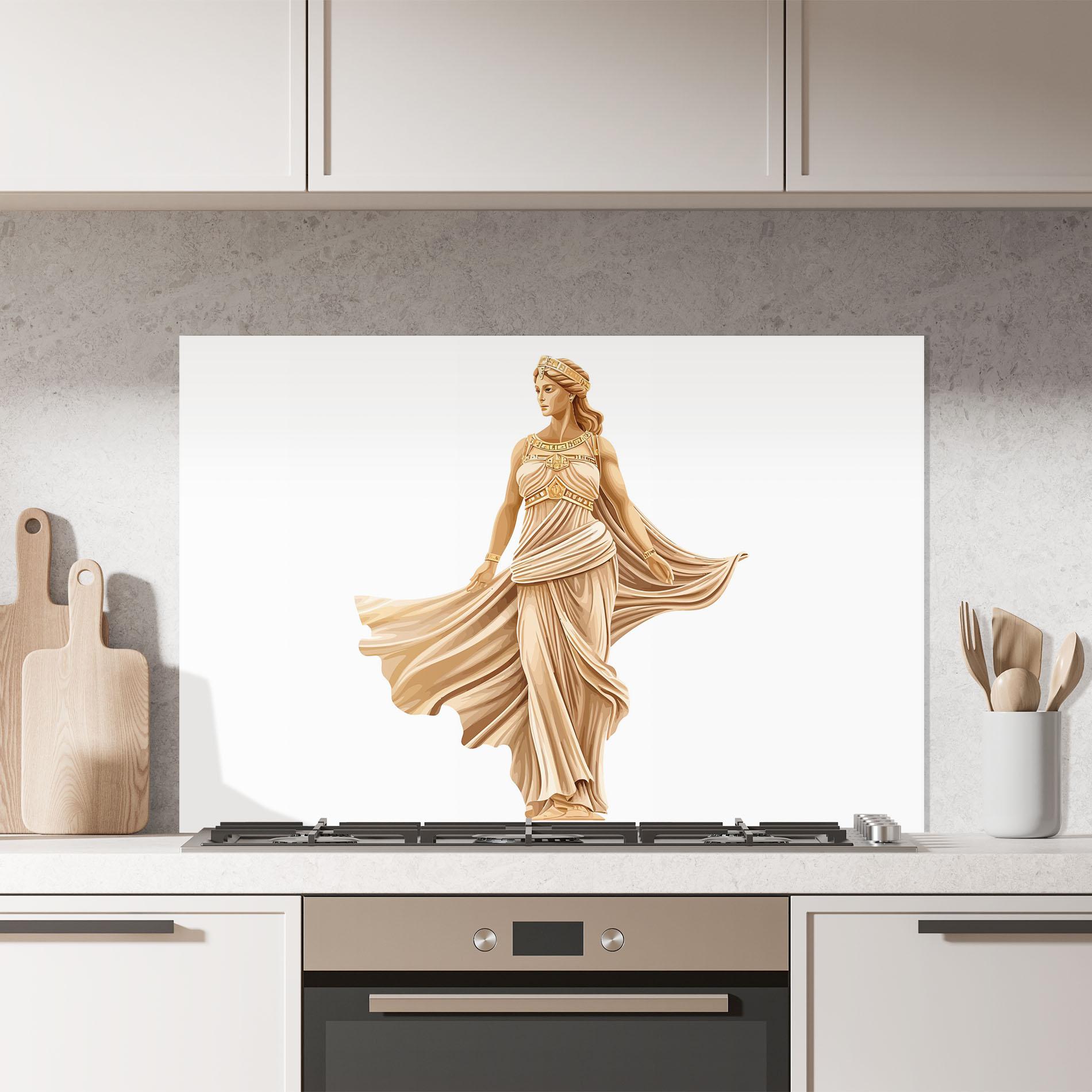 Panel Szklany do Kuchni Gold Statue mockup 7