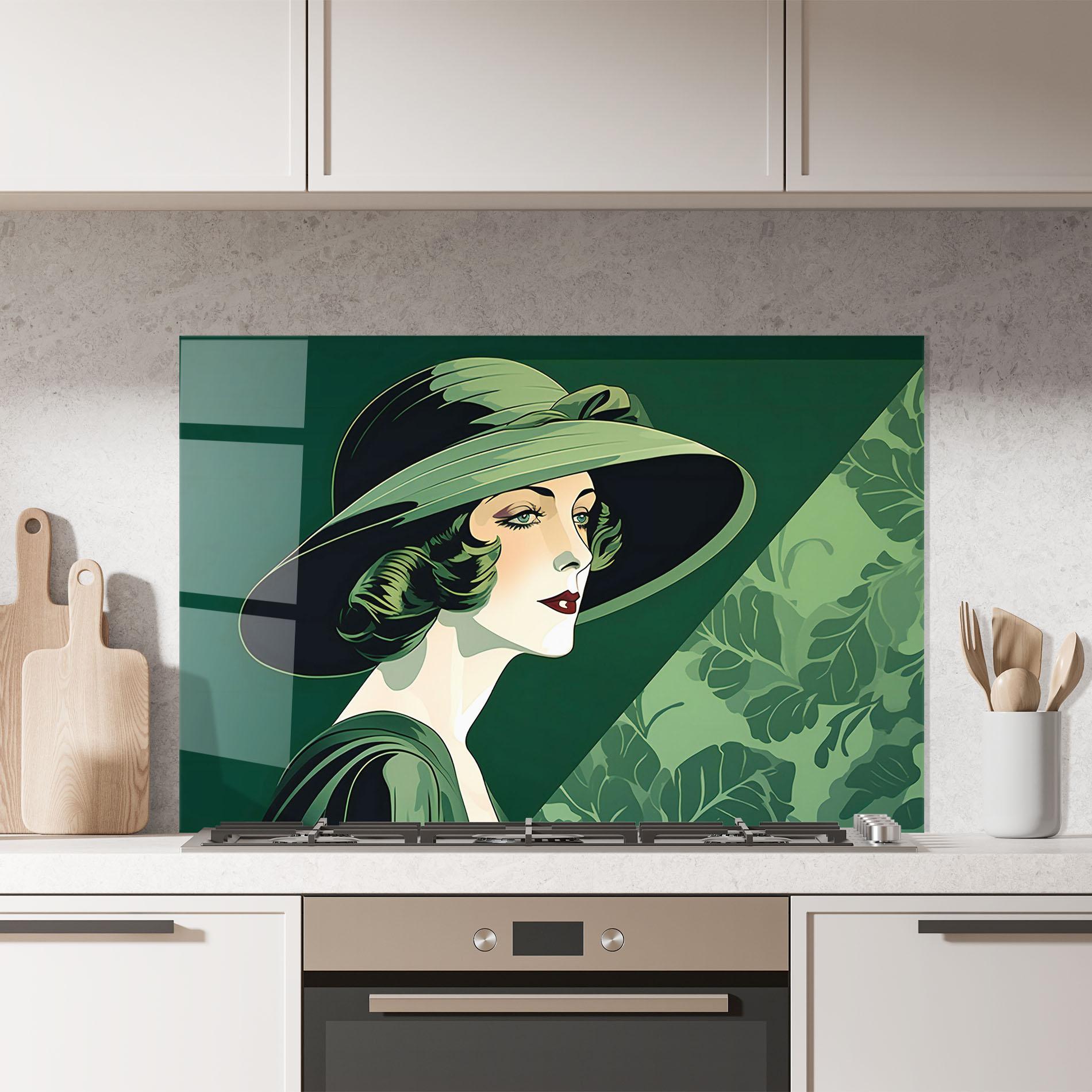 Panel Szklany do Kuchni Green Woman Painting mockup 7