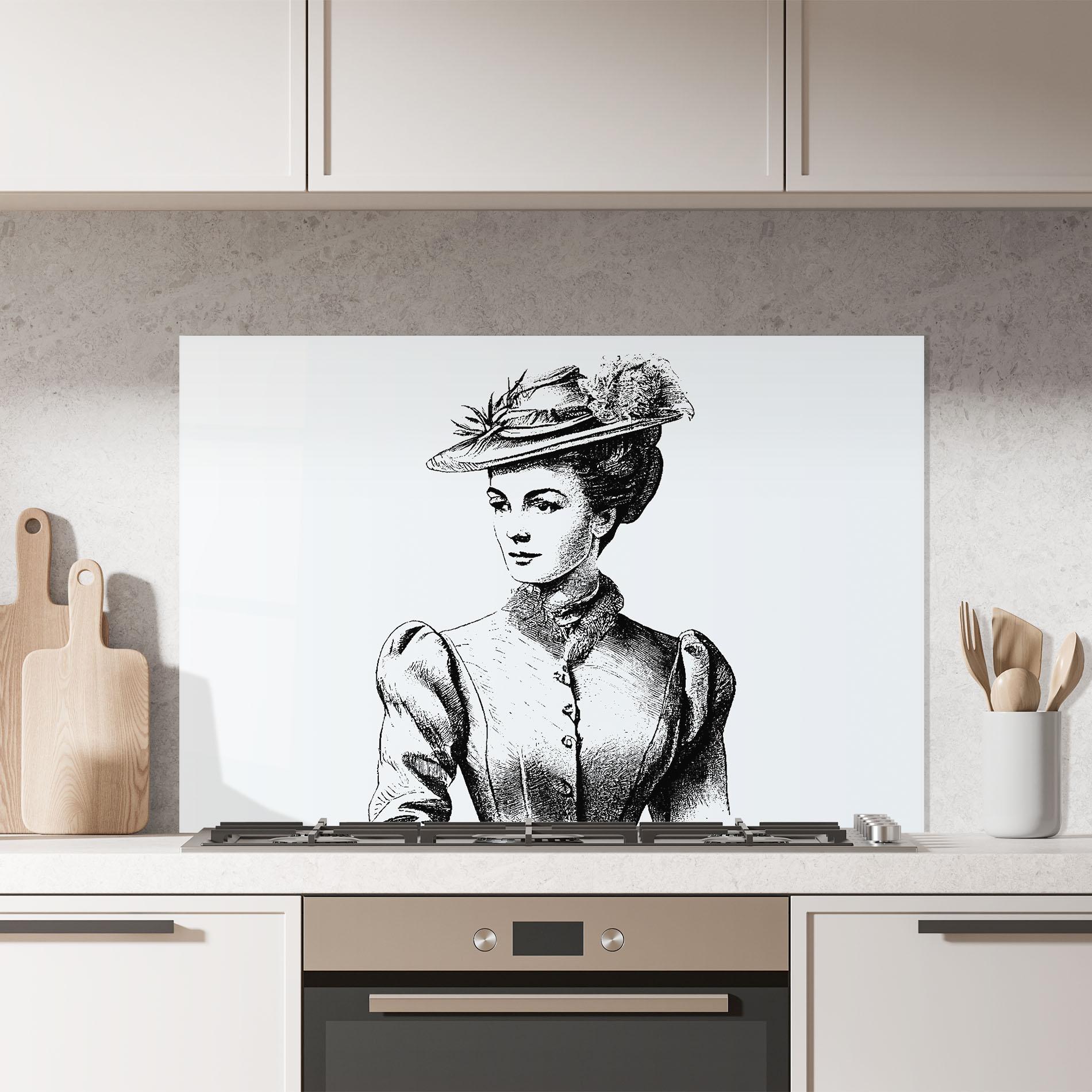 Panel Szklany do Kuchni Noble Lady Hat mockup 7