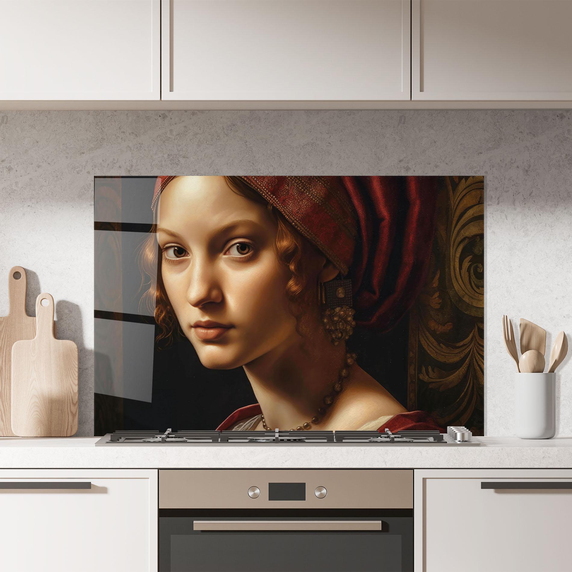 Panel Szklany do Kuchni Red Hair Woman Art mockup 7