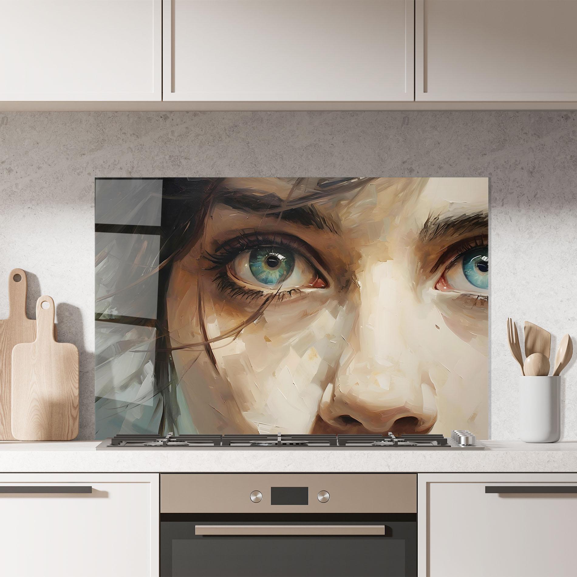 Panel Szklany do Kuchni Vintage Blue Eyes Art mockup 7