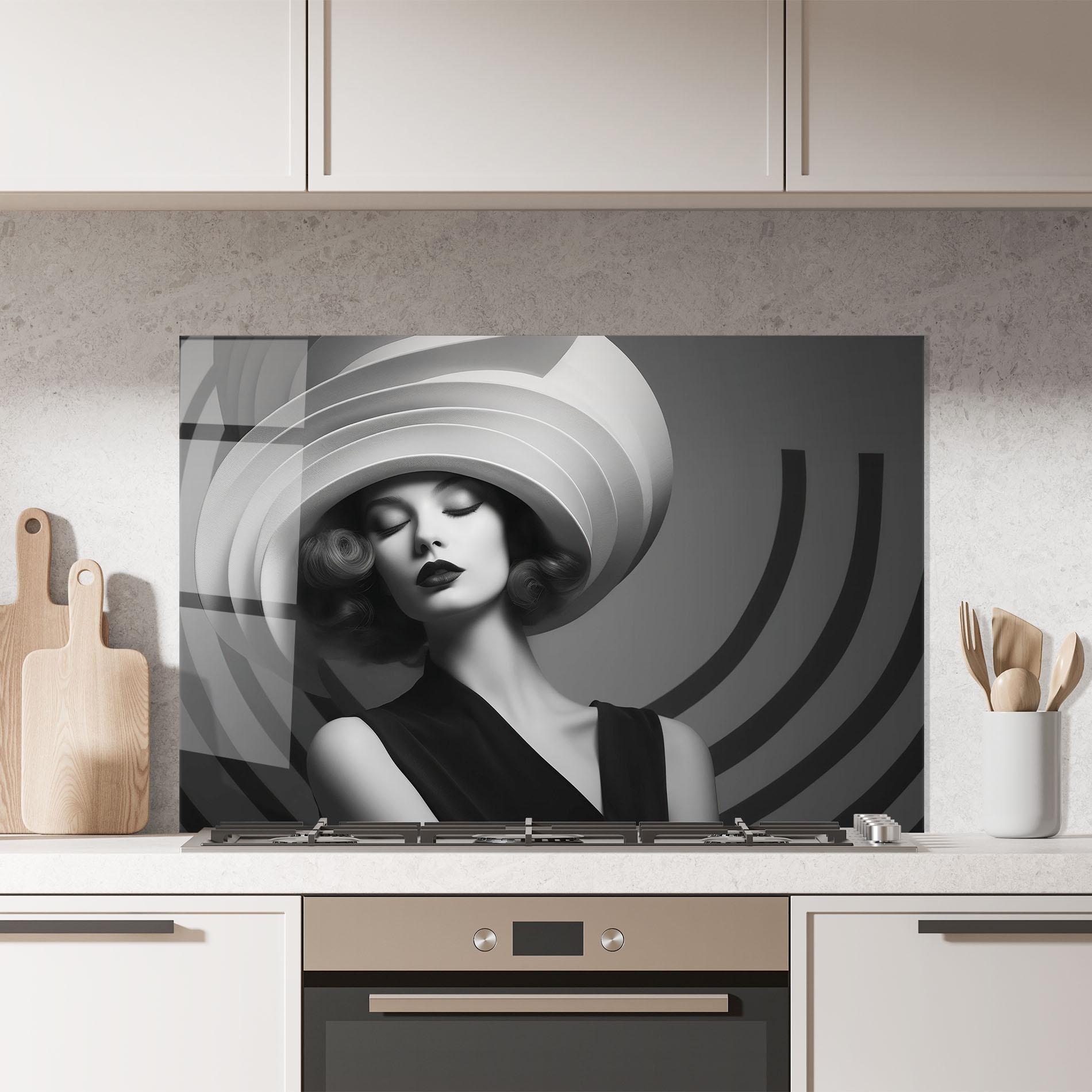 Panel Szklany do Kuchni Vintage Pretty Lady mockup 7