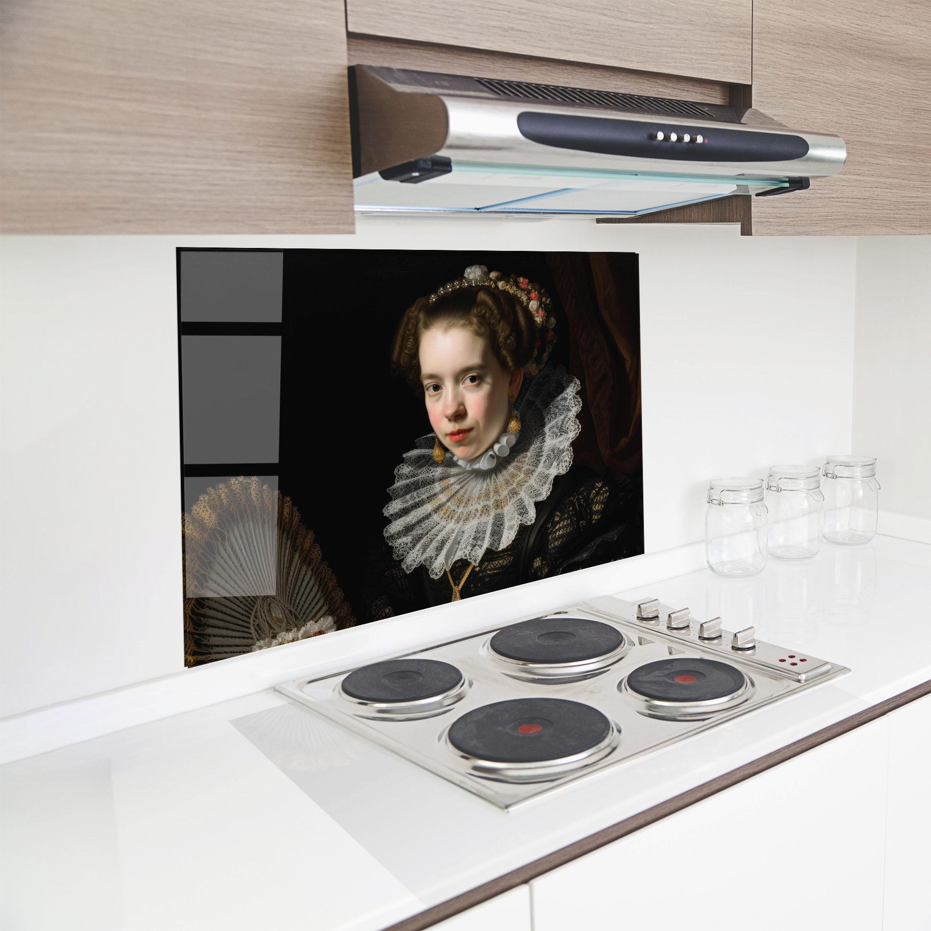 Panel Szklany do Kuchni Baroque Lady Portrait mockup 8