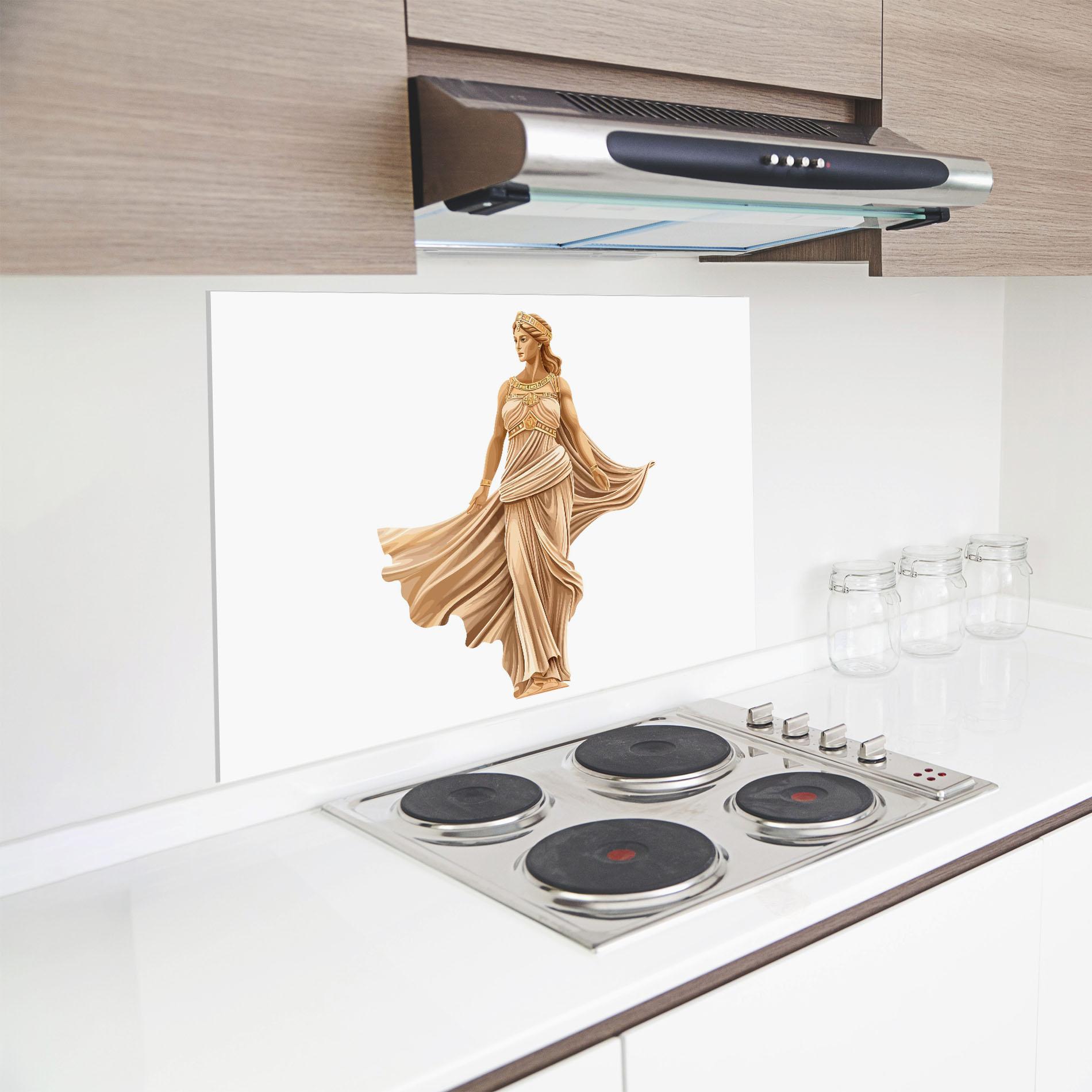 Panel Szklany do Kuchni Gold Statue mockup 8