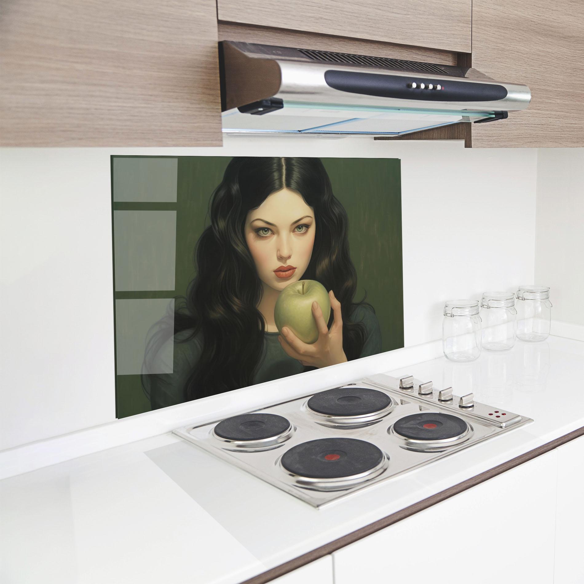 Panel Szklany do Kuchni Green Apple Painting mockup 8