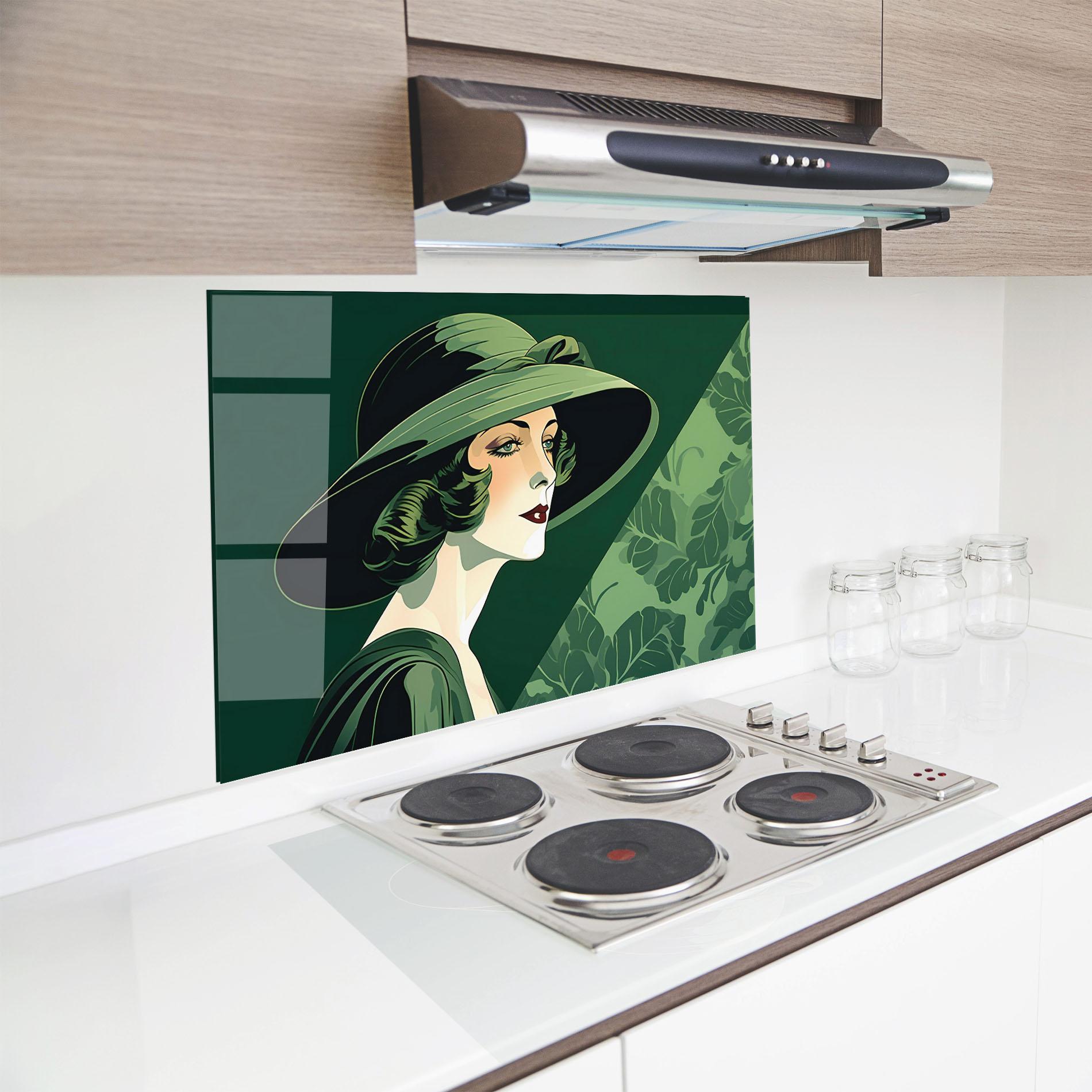 Panel Szklany do Kuchni Green Woman Painting mockup 8