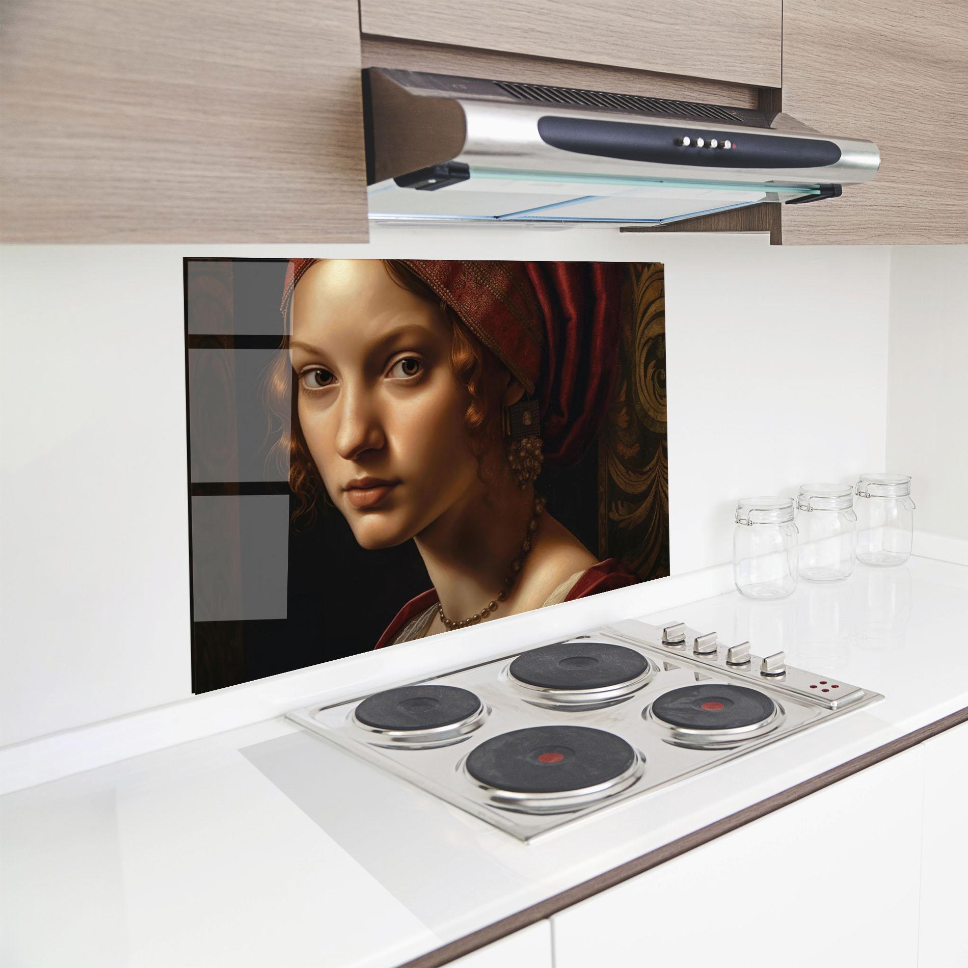 Panel Szklany do Kuchni Red Hair Woman Art mockup 8