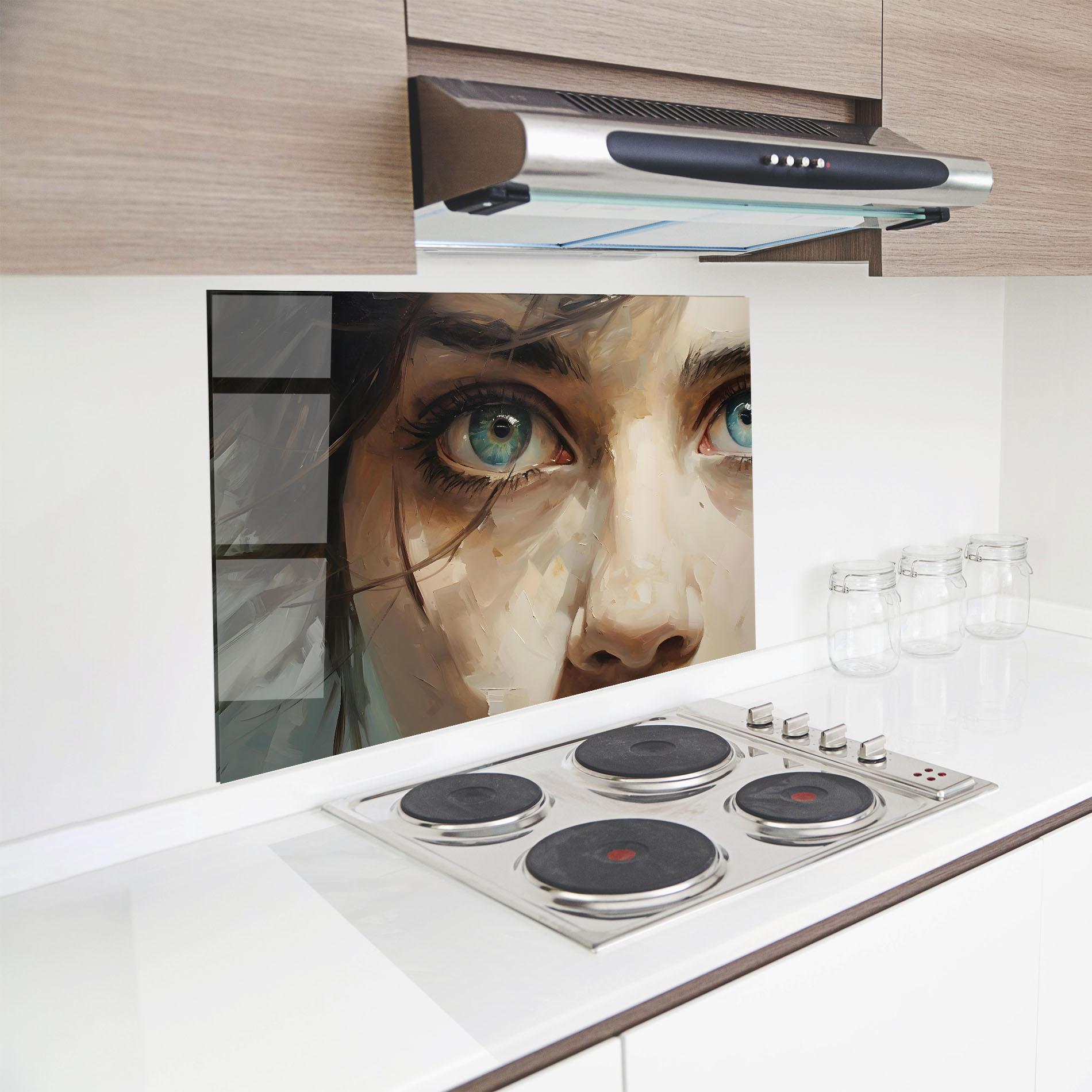 Panel Szklany do Kuchni Vintage Blue Eyes Art mockup 8