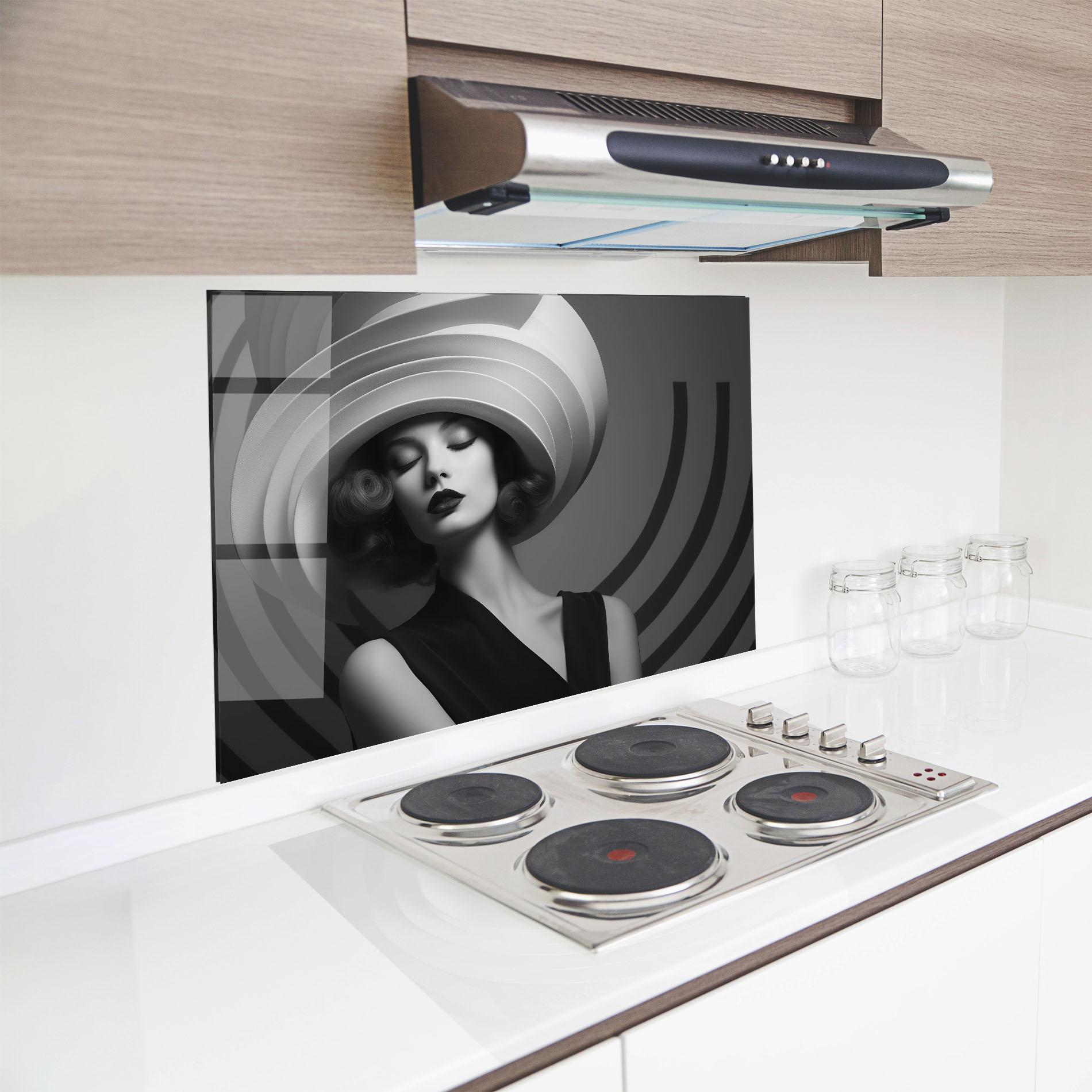 Panel Szklany do Kuchni Vintage Pretty Lady mockup 8