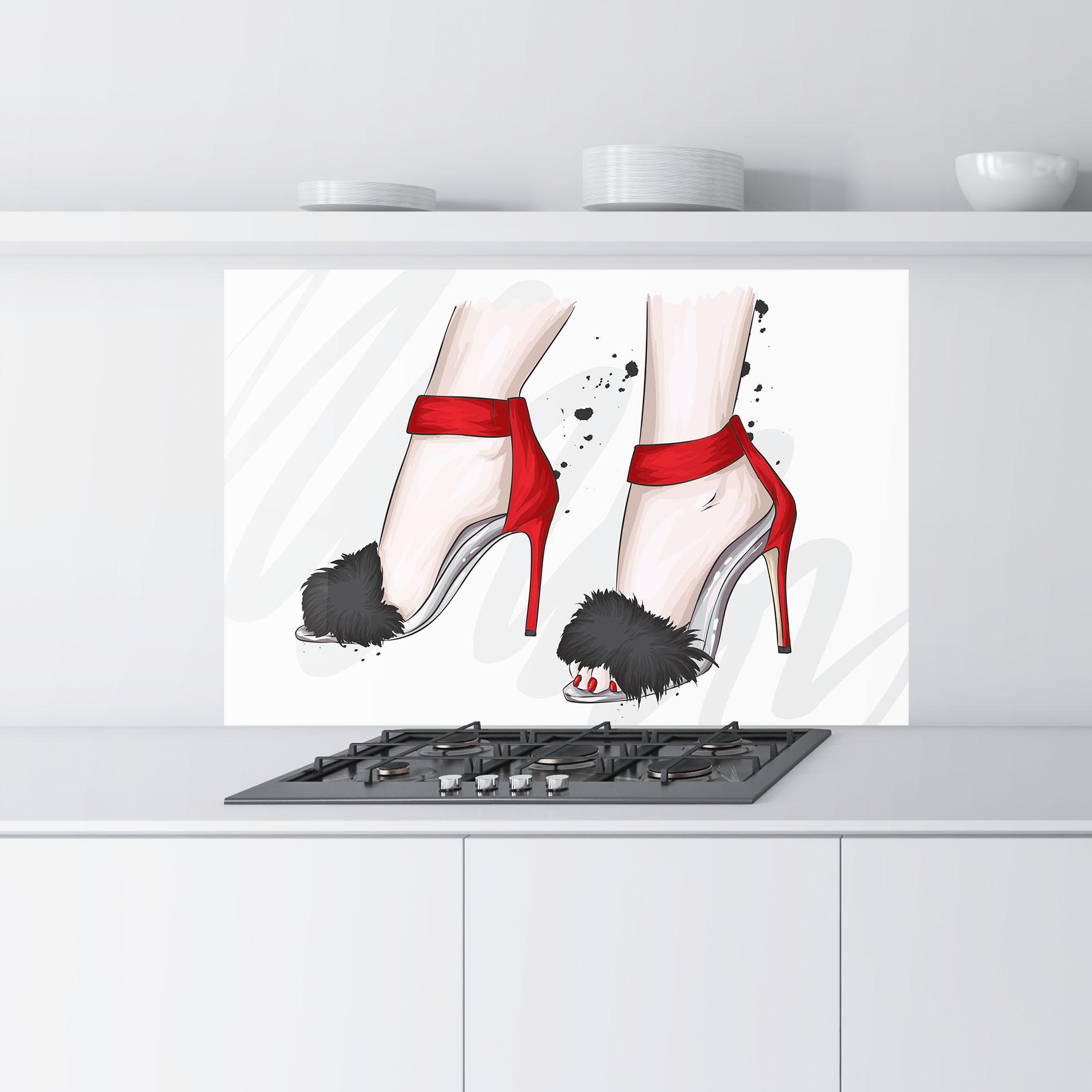 Panel Szklany do Kuchni Black Red Heels mockup 9