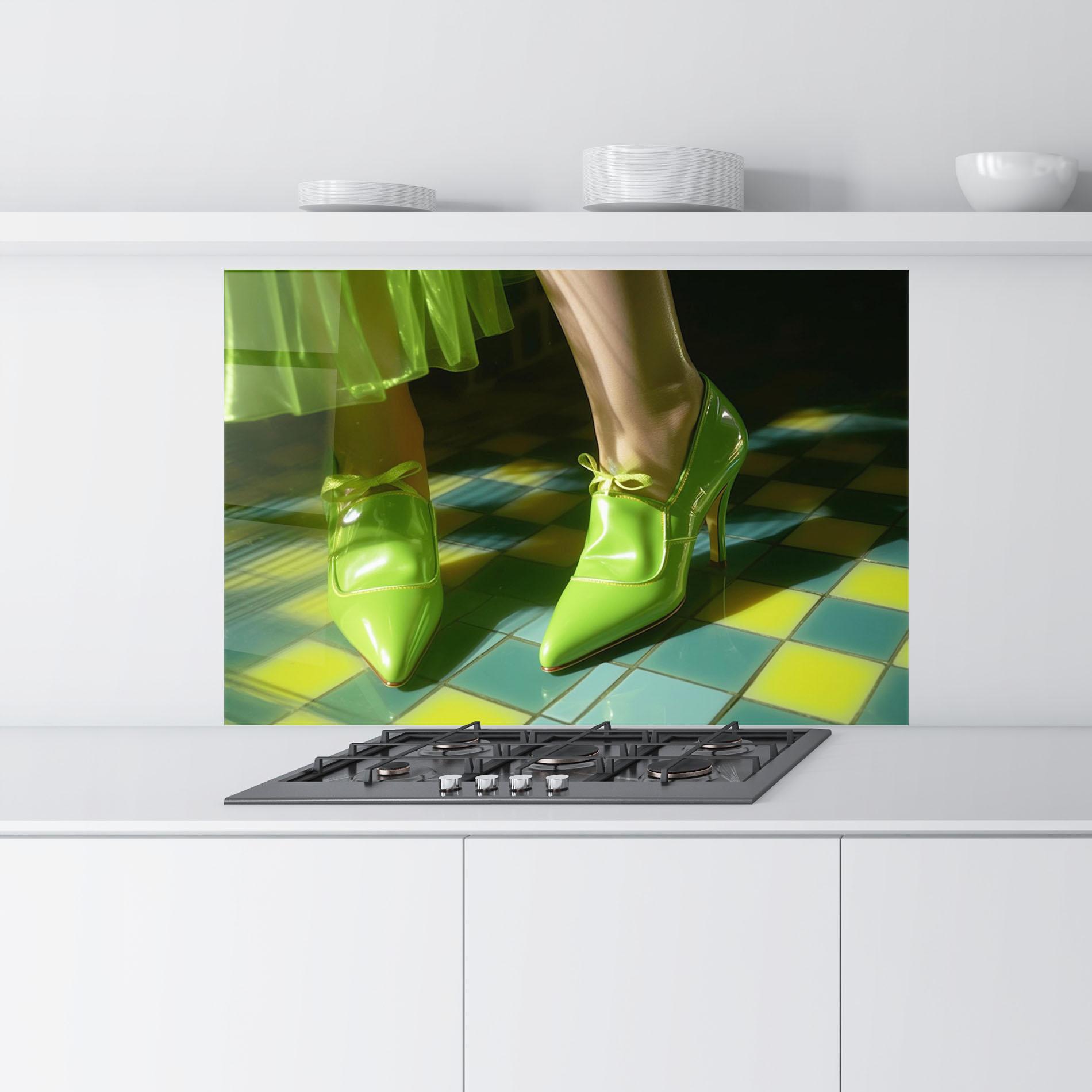 Panel Szklany do Kuchni Green Elegant Shoes mockup 9