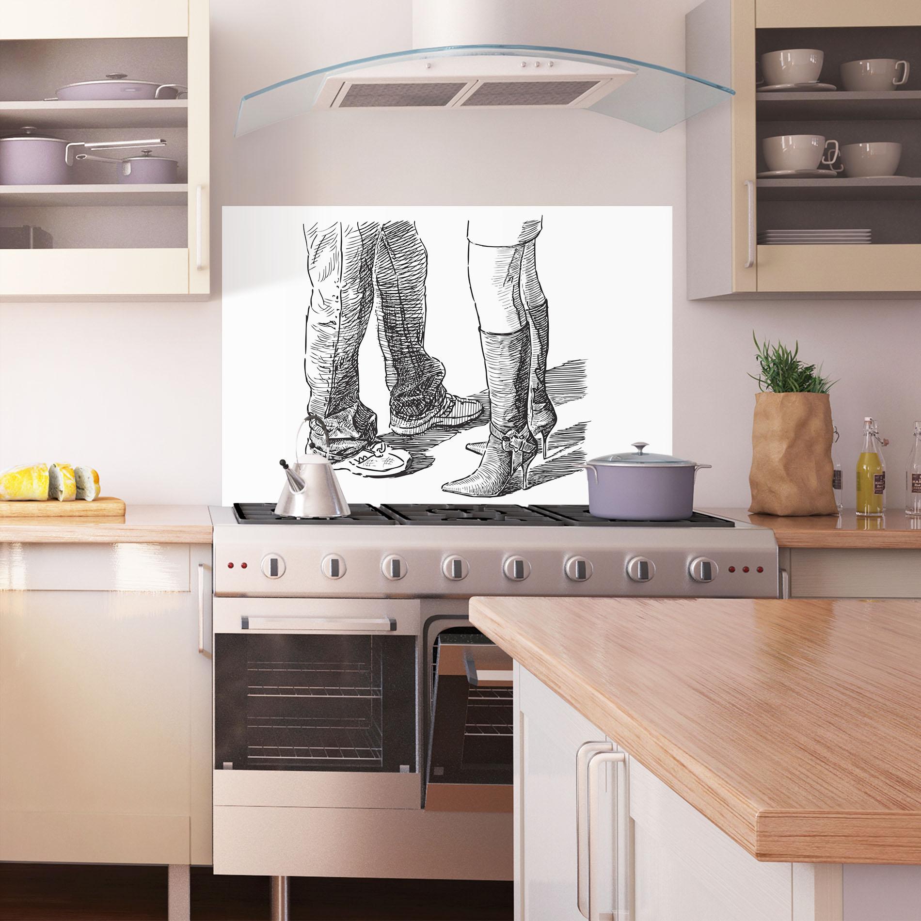Panel Szklany do Kuchni Black Line Shoes mockup 1