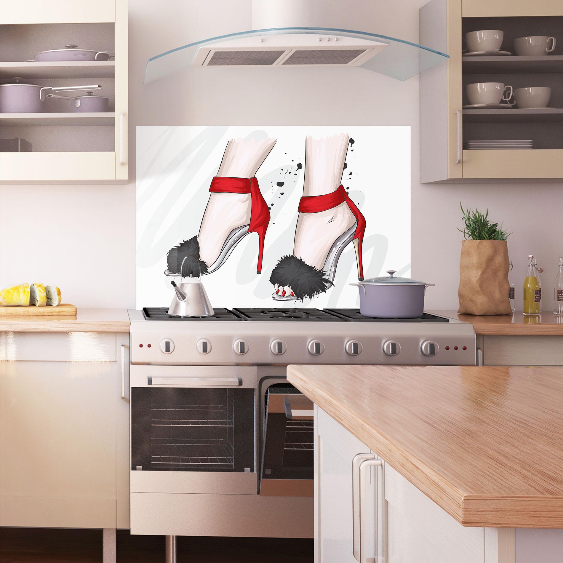 Panel Szklany do Kuchni Black Red Heels mockup 1