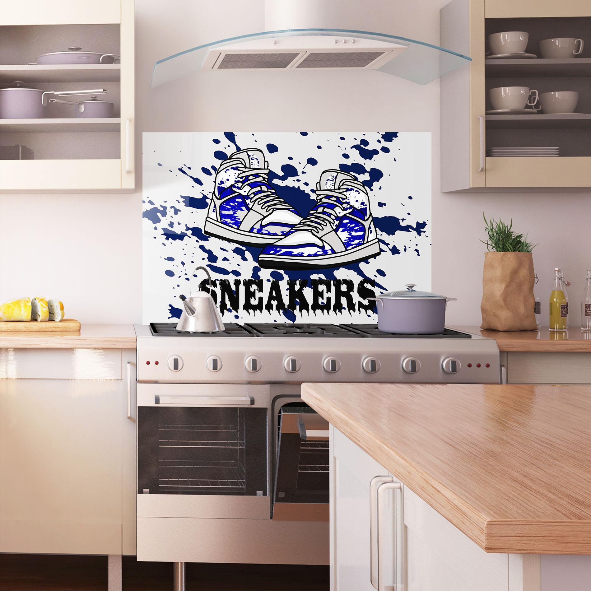 Panel Szklany do Kuchni Dark Blue Sneakers mockup 1