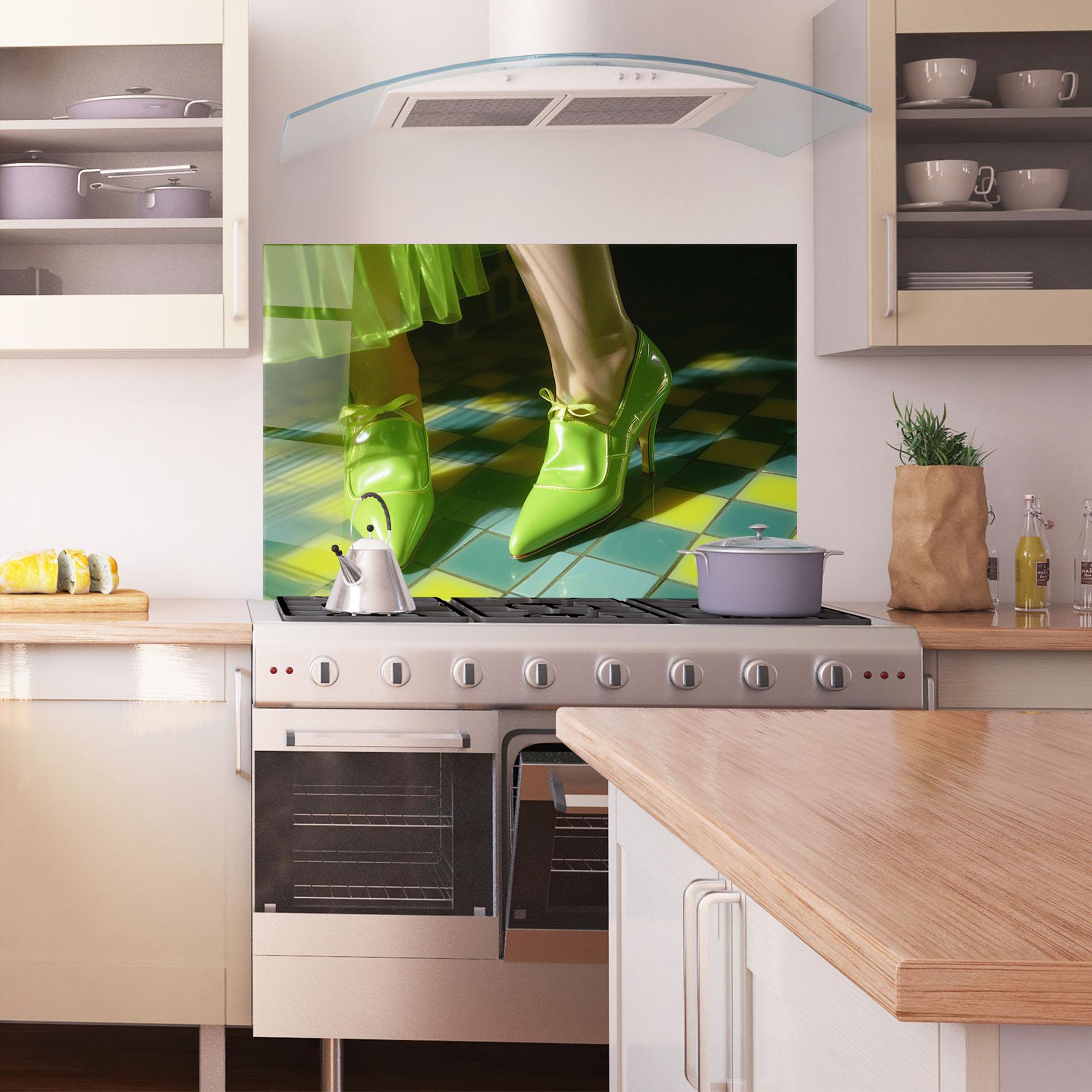 Panel Szklany do Kuchni Green Elegant Shoes mockup 1